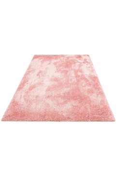 home affaire hoogpolig vloerkleed malin shaggy, unikleurig, licht glanzend, bijzonder zacht door microvezel, woonkamer roze