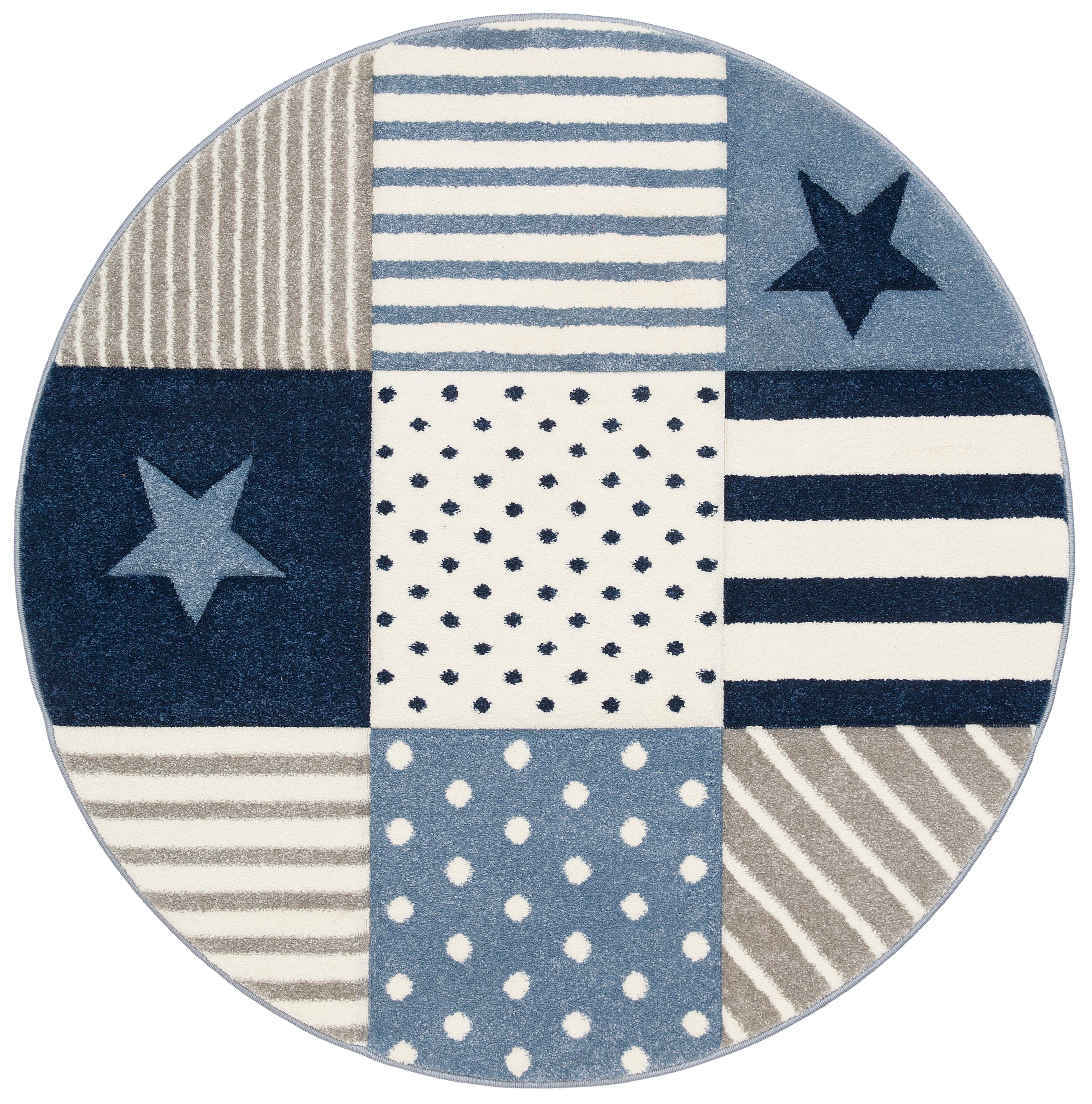 my home Kindervloerkleed Ster Laagpolig vloerkleed, met de hand gesneden reliëfpatroon, patchworkdesign