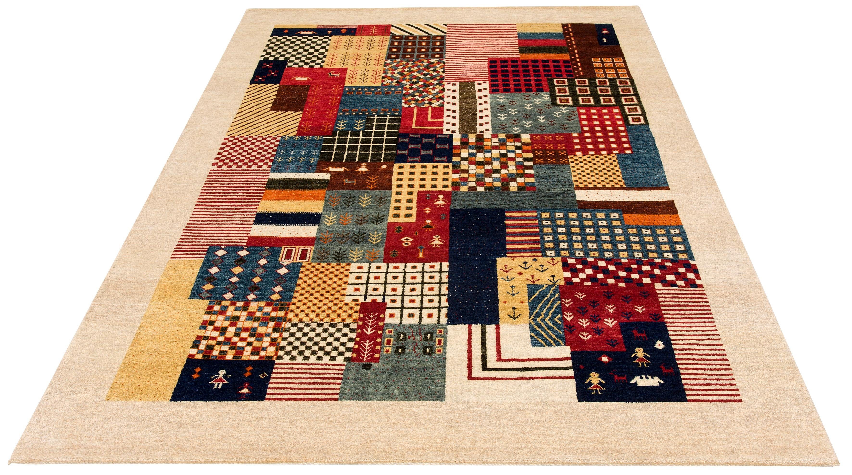 my home Wollen kleed Felia zuivere wol, met de hand geweven, met randdessin moderne vloerkleden maat 70 cm x 140 cm x 12 mm beige