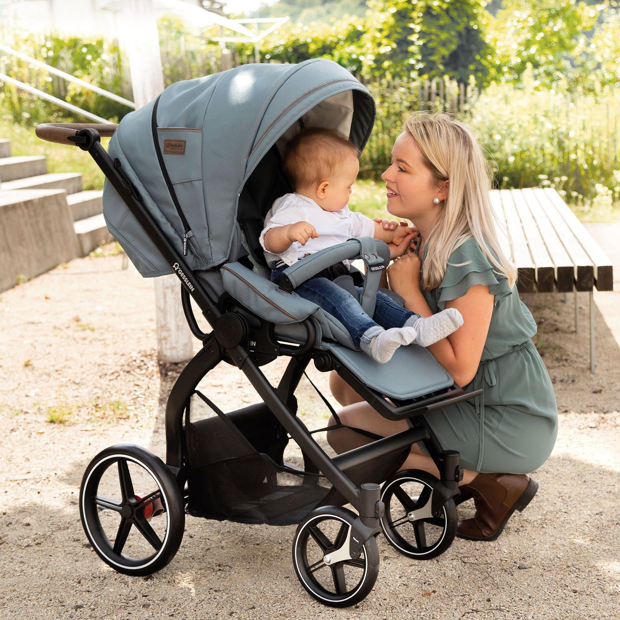 Gesslein Combi-kinderwagen FX4 Soft+ met opzetstuk Classic zwart/tabak, benzine