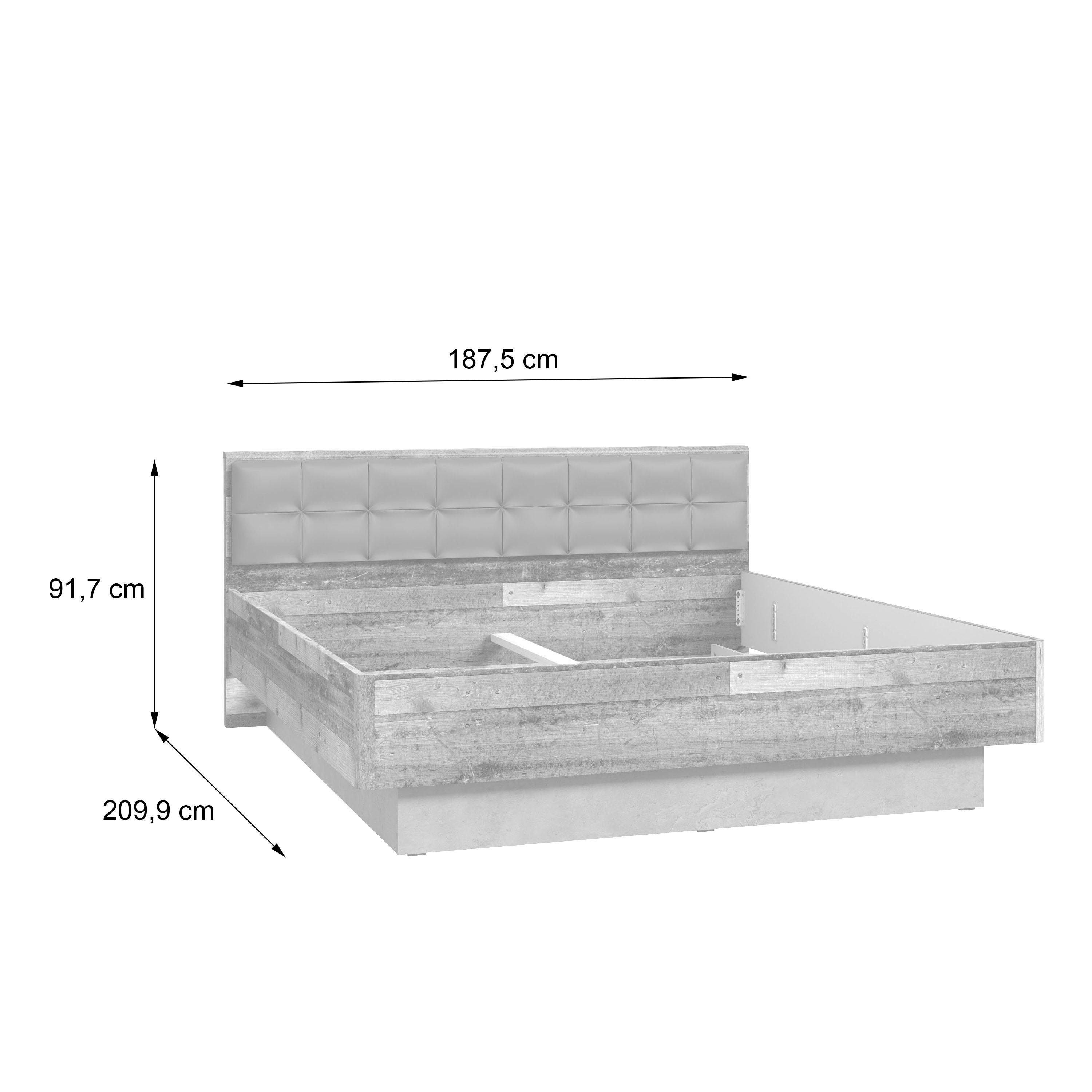 FORTE Futonbed Clif, Bedopstelling, Old – Hout Vintage, Betonnen Uiterlijk Donkergrijs