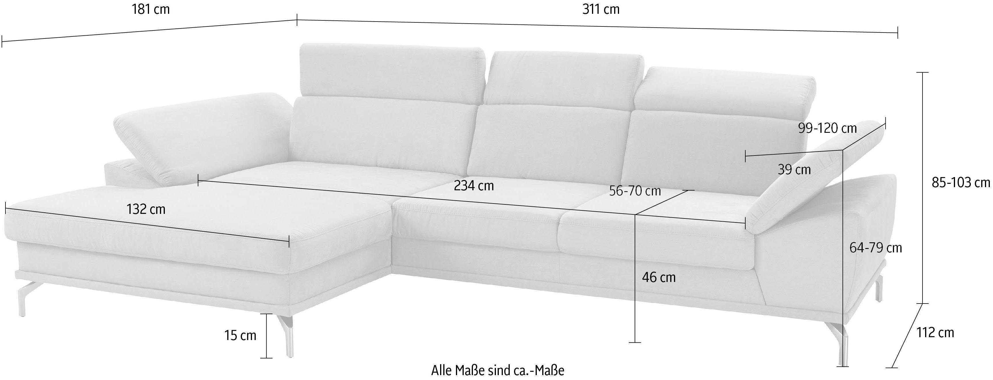 sit&more Hoekbank Scorpio L-vorm inclusief zitdiepteverstelling, naar keuze met verstelbaar hoofdeind