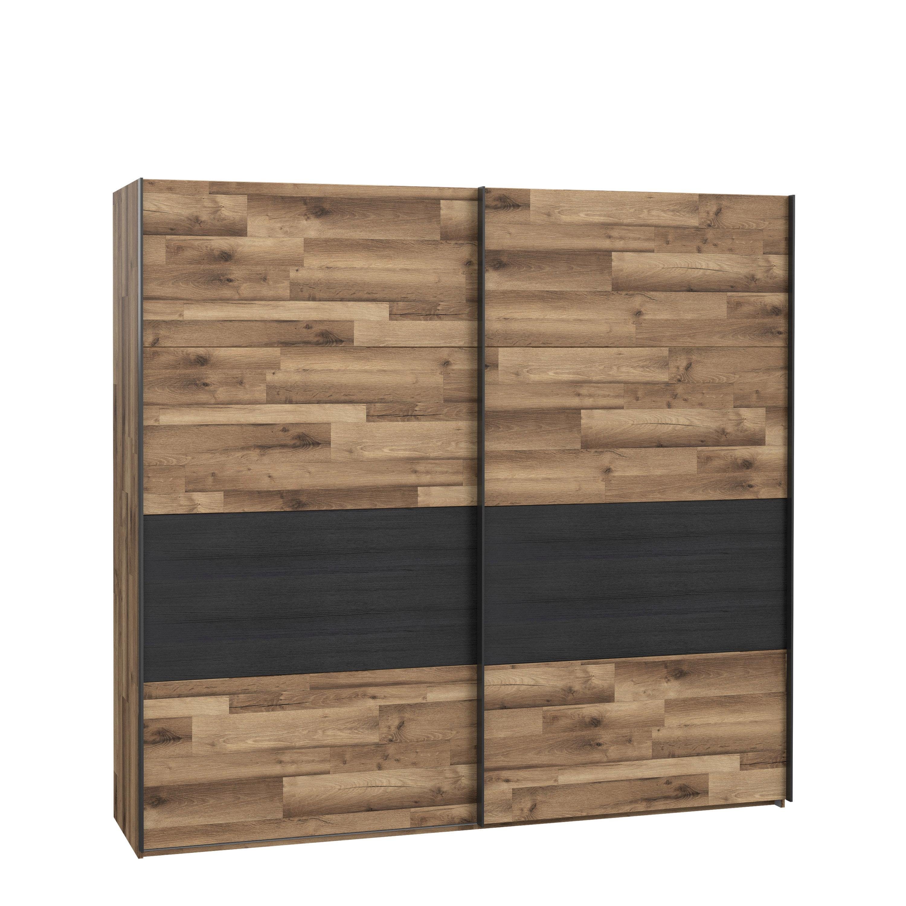 FORTE Zweefdeurkast Jakobina met moderne middelste band zweefdeurkasten maat 220 cm x 211 cm x 61 cm bruin