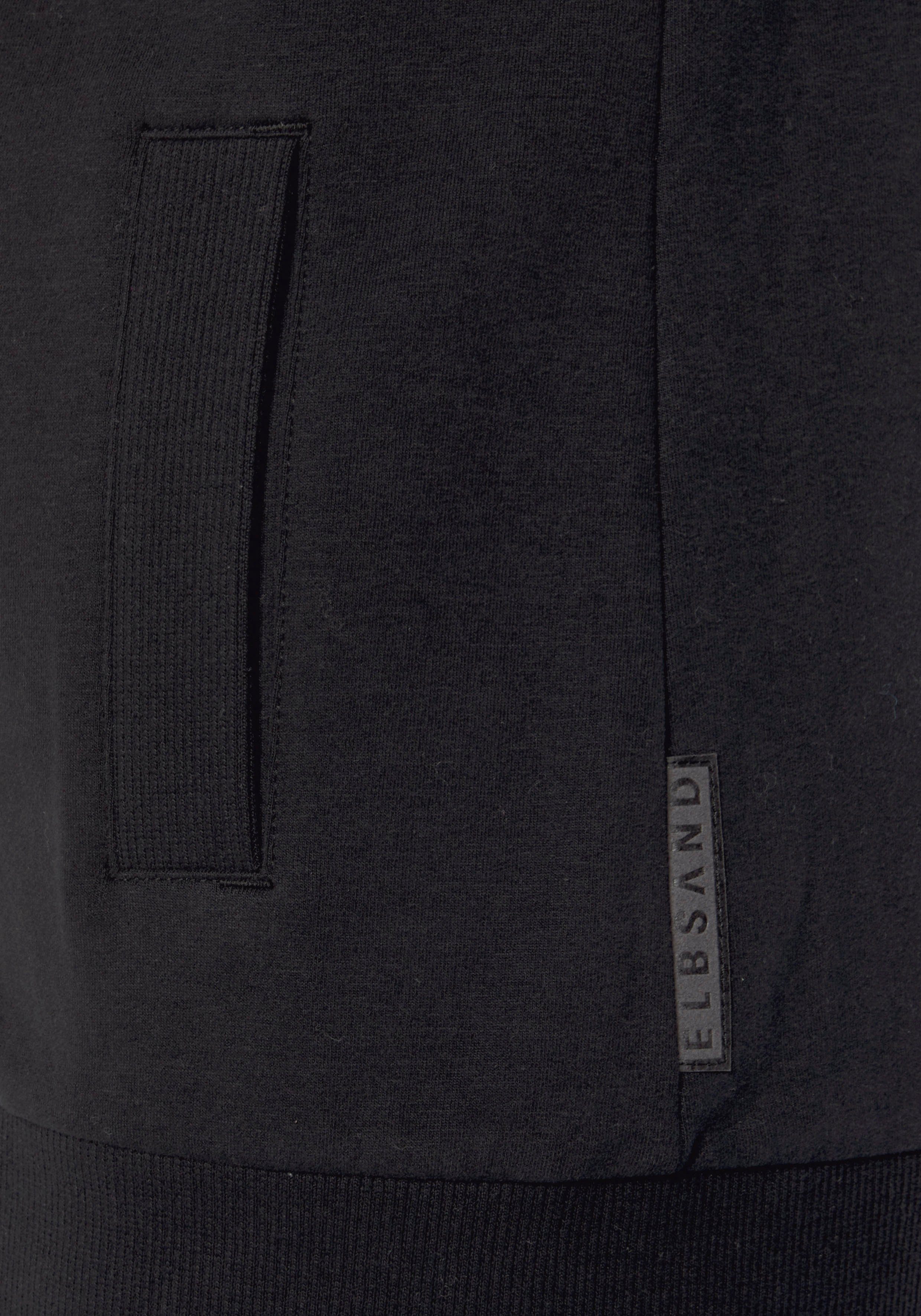 Elbsand Capuchonsweatvest Kria met logoprint achter, casual vrijetijdjack met zakken