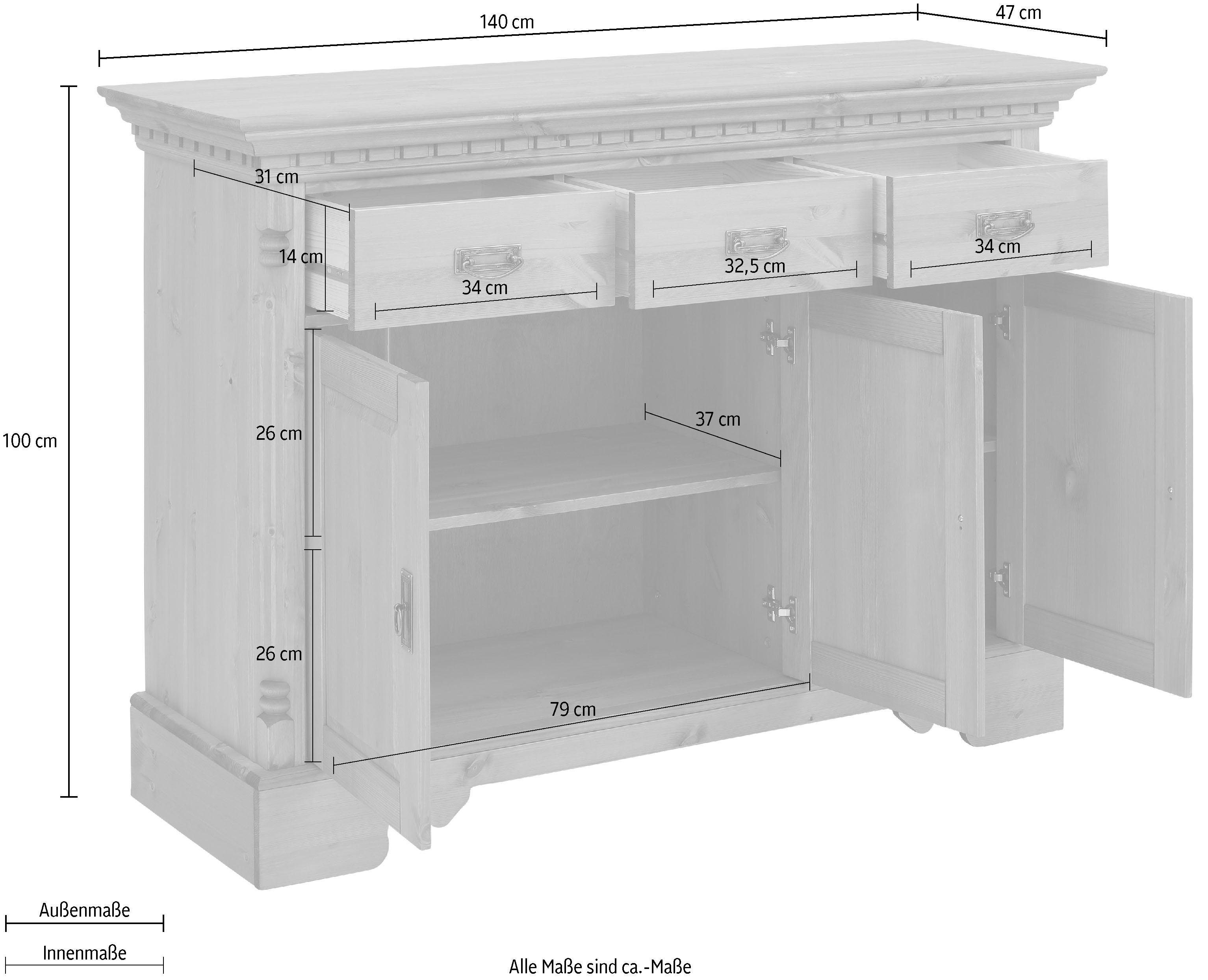 Home affaire Dressoir Milan Commode, breedte 140 cm