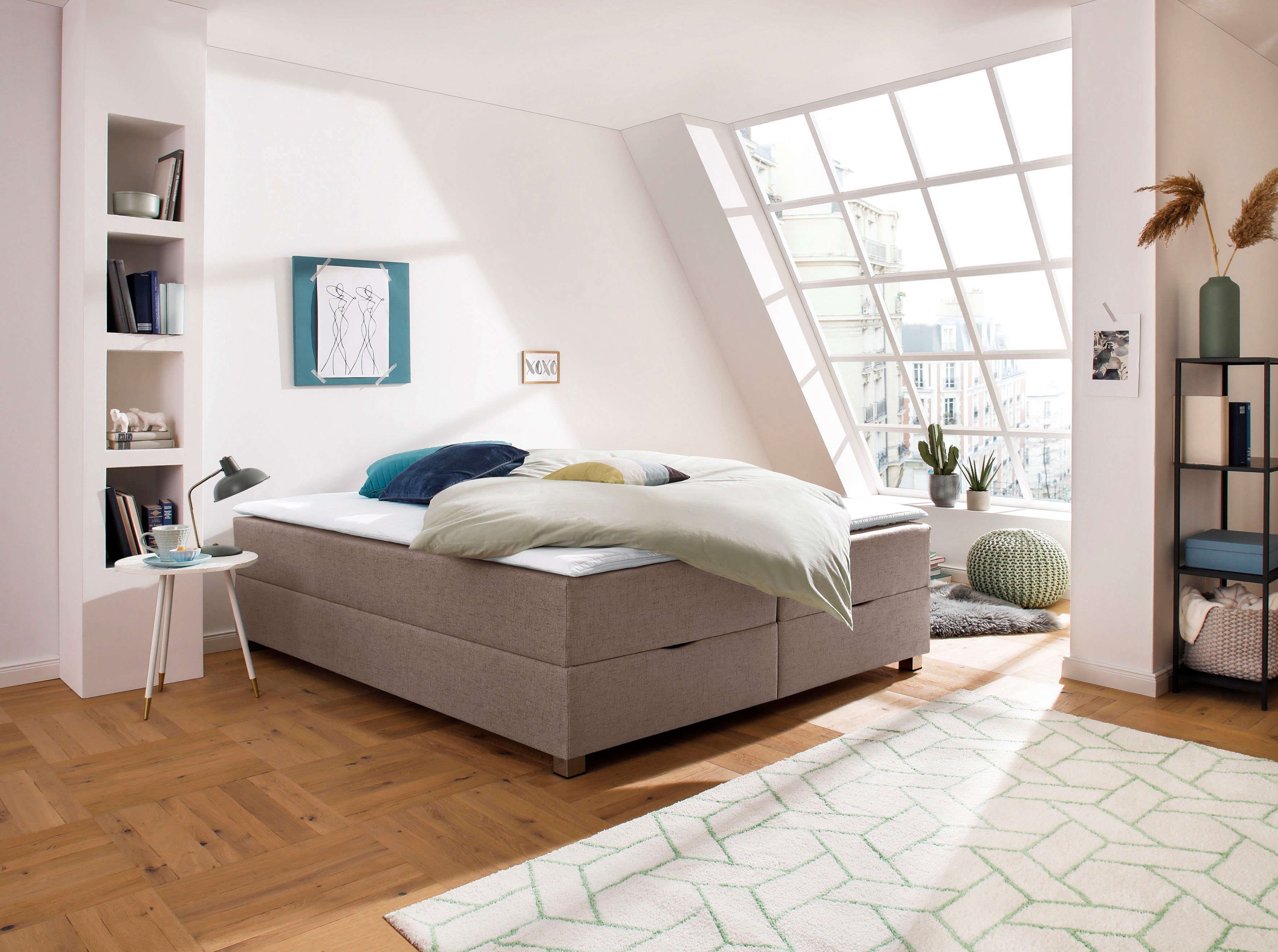 INOSIGN Boxspring Alexis zonder hoofdbord - ideaal voor ruimtes met schuine plafonds, in 4 breedten
