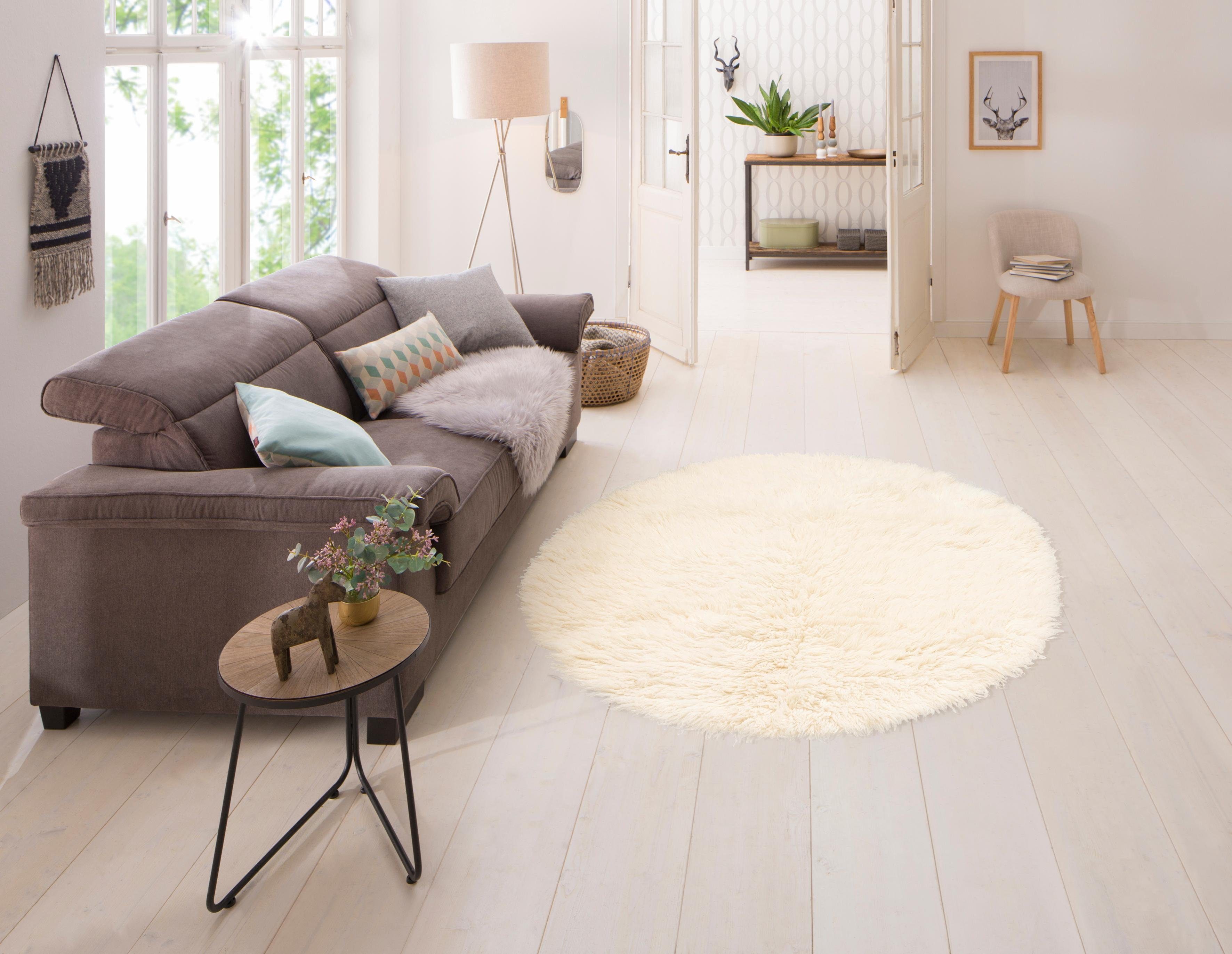 my home Wollen kleed Elif Unikleuren, zuivere wol, origineel Griekse flokati, met de hand geweven