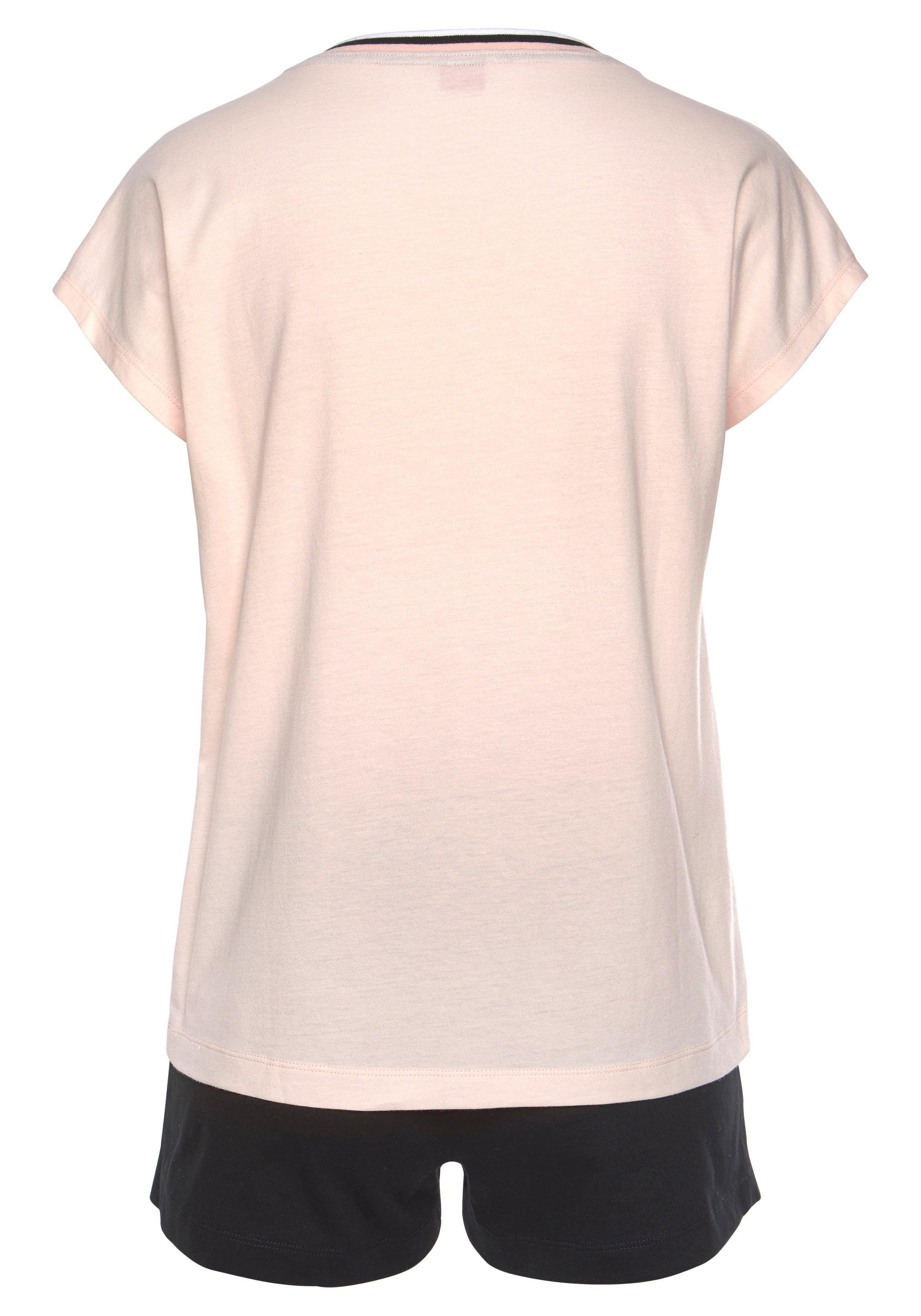 s.Oliver RED LABEL Beachwear Shortama met gestreepte boorden en opschrift (2-delig, 1 stuk)