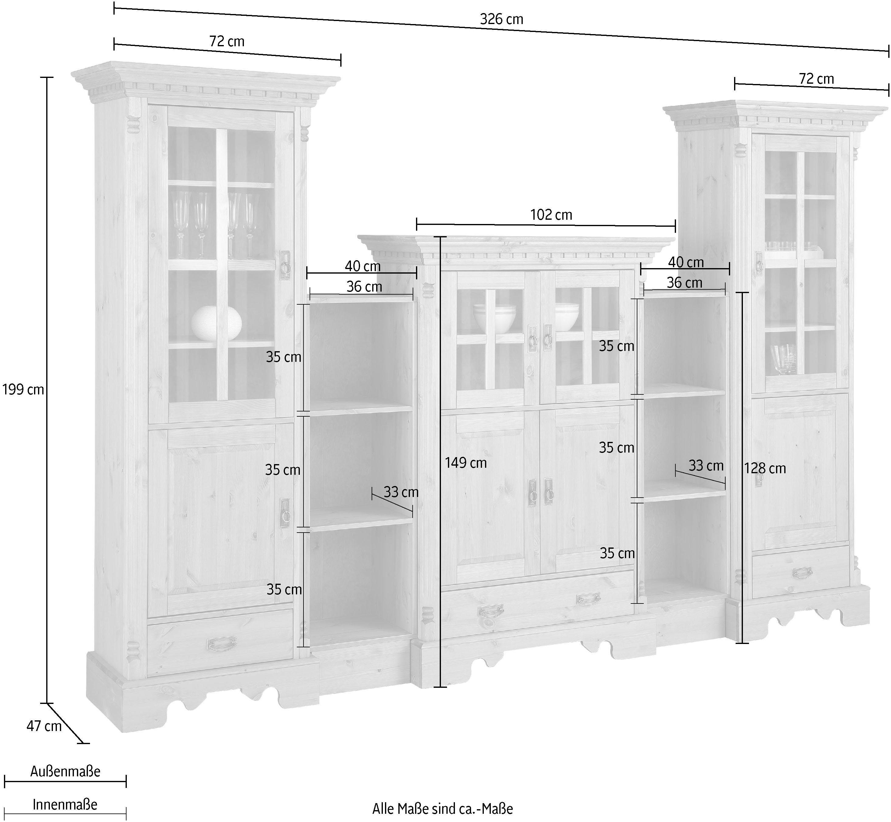 Home affaire Wandmeubel Milan van massief grenen, fsc®-gecertificeerd (5-delig)