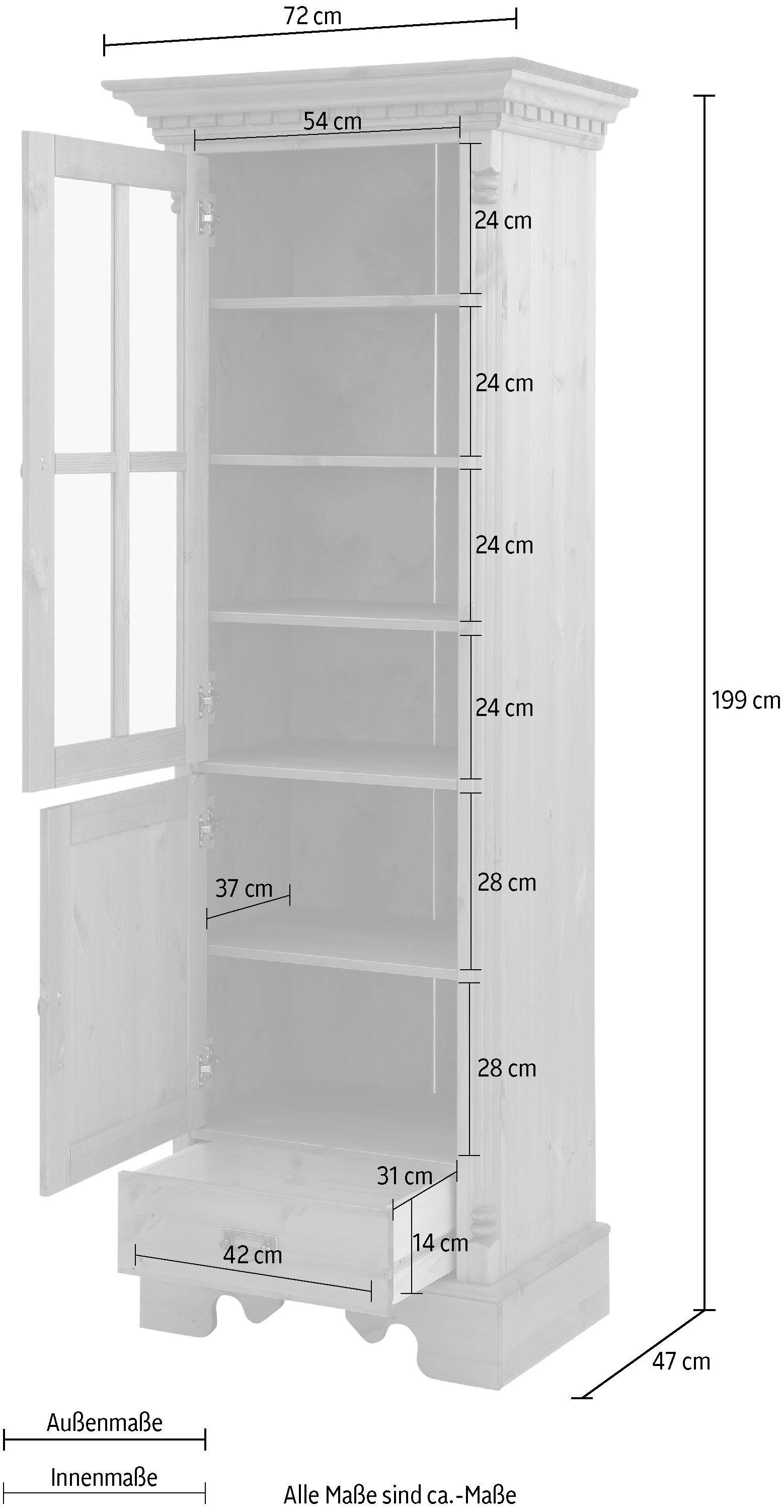Home affaire Vitrinekast Milan Hoogte 199 cm