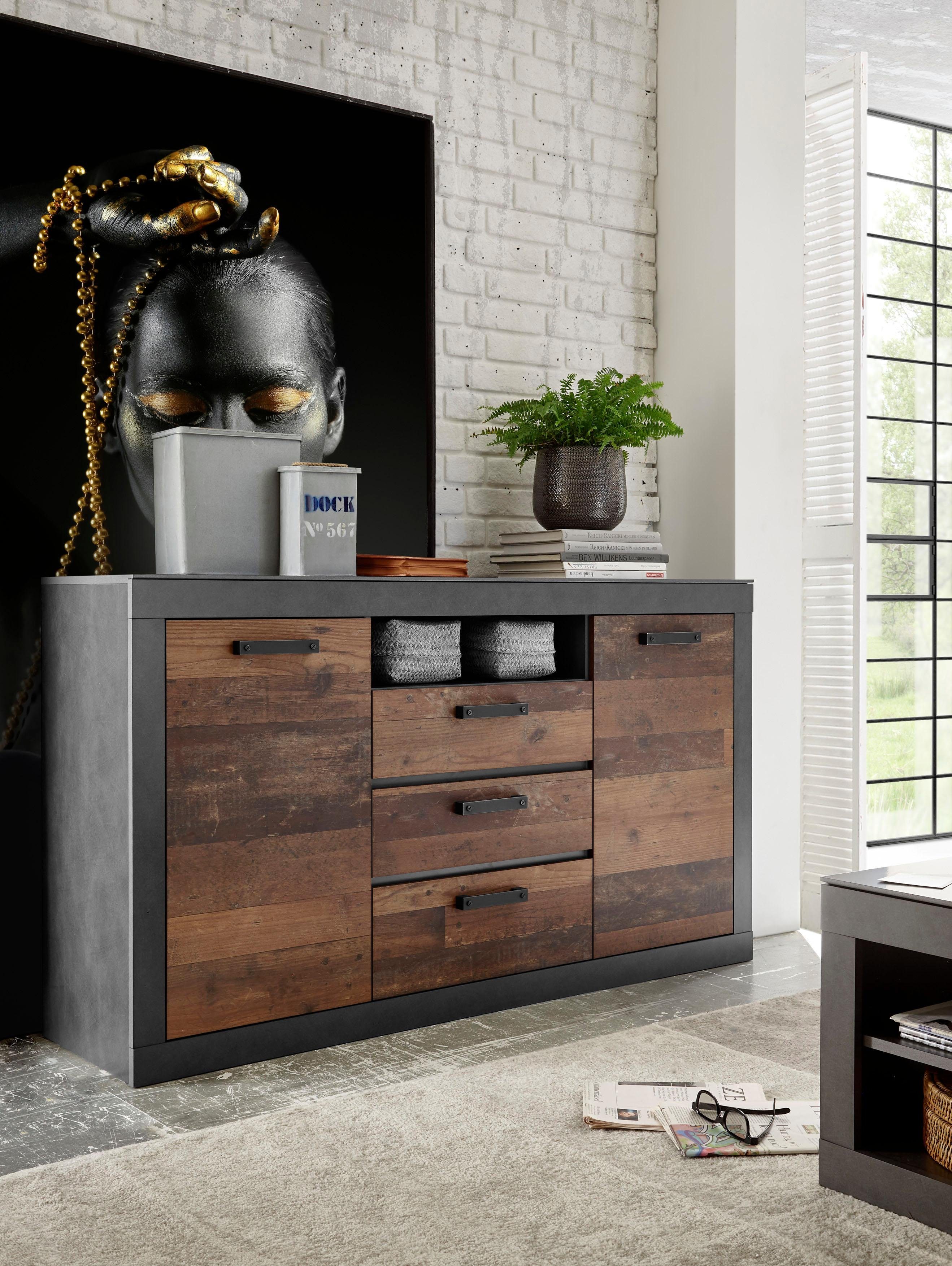 Home affaire Wandmeubel Brooklyn in een decoratieve frame-look (4-delig)