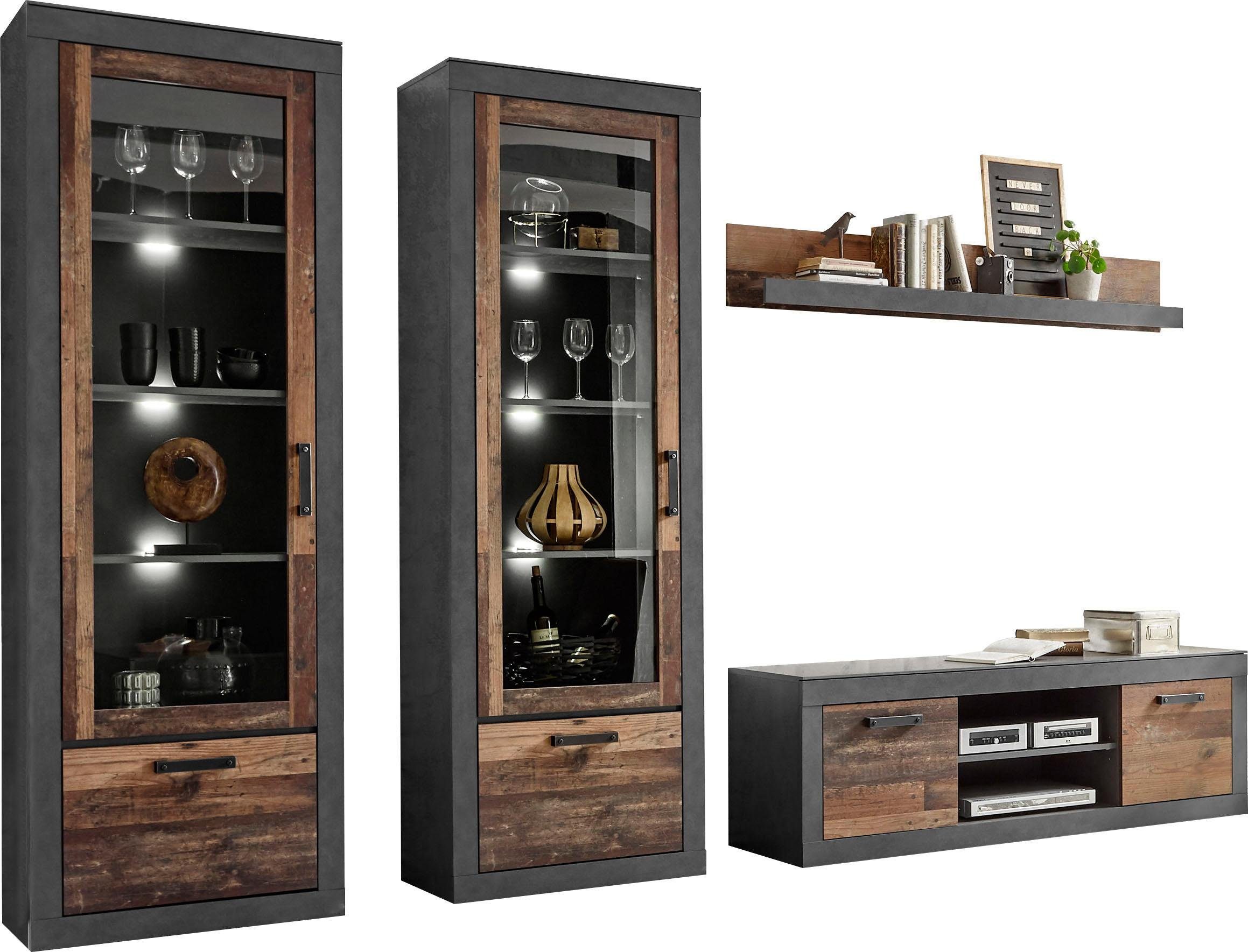 Home affaire Wandmeubel Brooklyn in een decoratieve frame-look (4-delig)