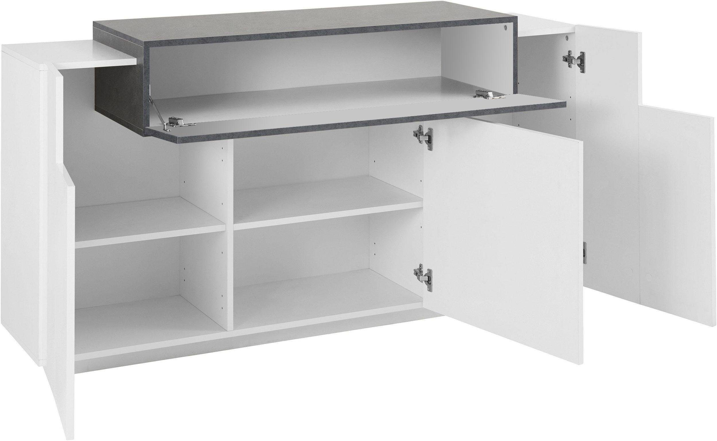INOSIGN Dressoir Coro, commode, kast, buffet, greeploos met legplanken met 1 klep, 3 deuren, dubbele diepte bxdxh 160x45x85,6 cm