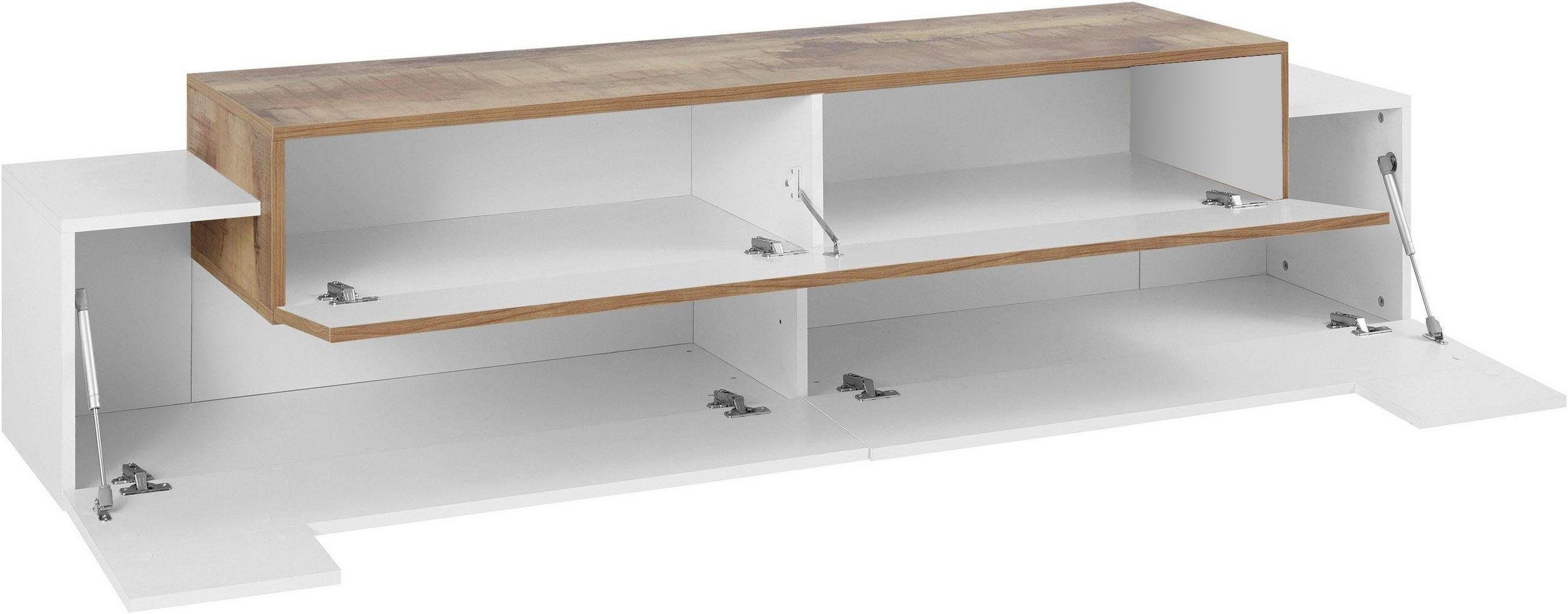 INOSIGN Tv-meubel Coro, lowboard, TV-commode, TV-meubelen, TV-bank met 3 kleppen waarvan 2 met push-to-open functie, breedte 200 cm