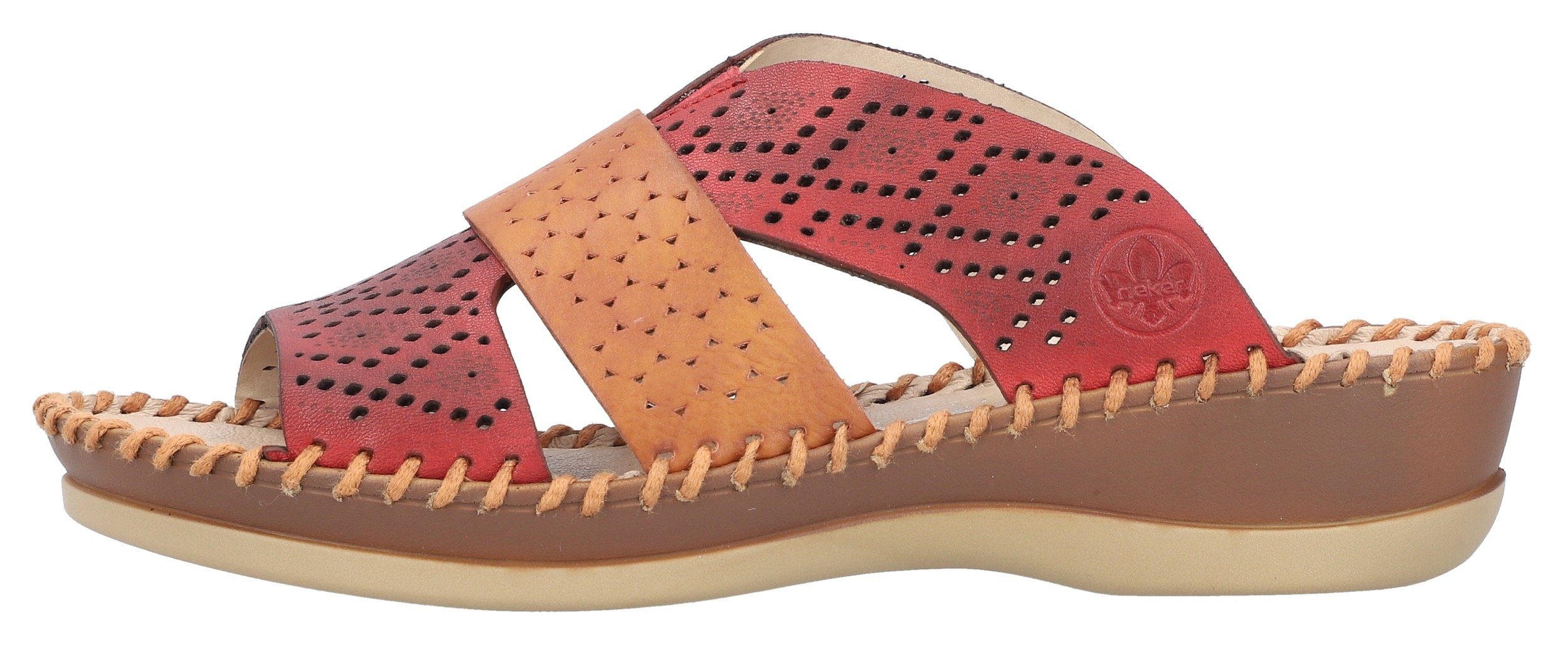 Rieker Slippers sleehak, zomerschoen, slippers met zachte leren binnenzool