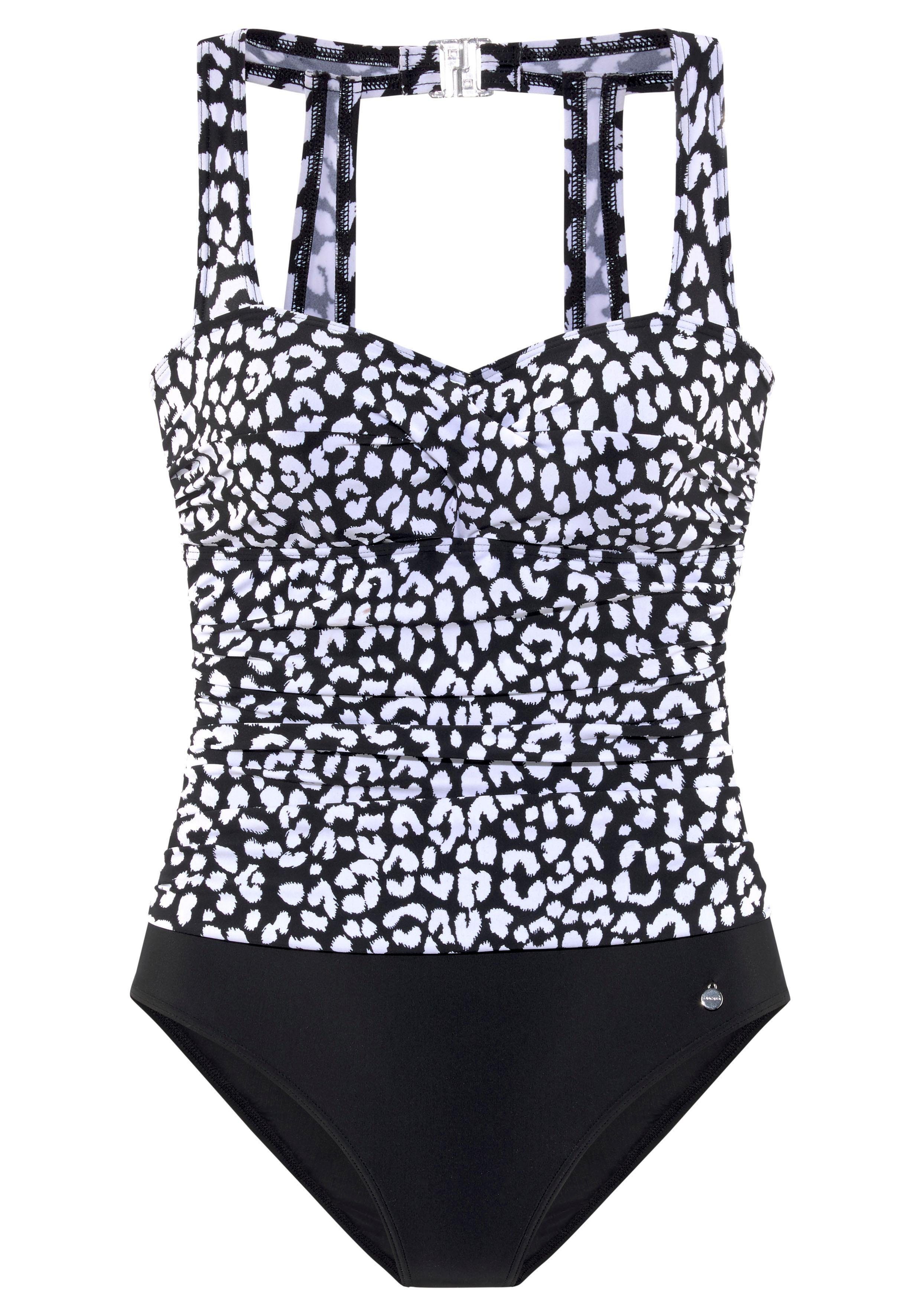 Lascana Badpak met trendy zwart-witprint en modellerend effect