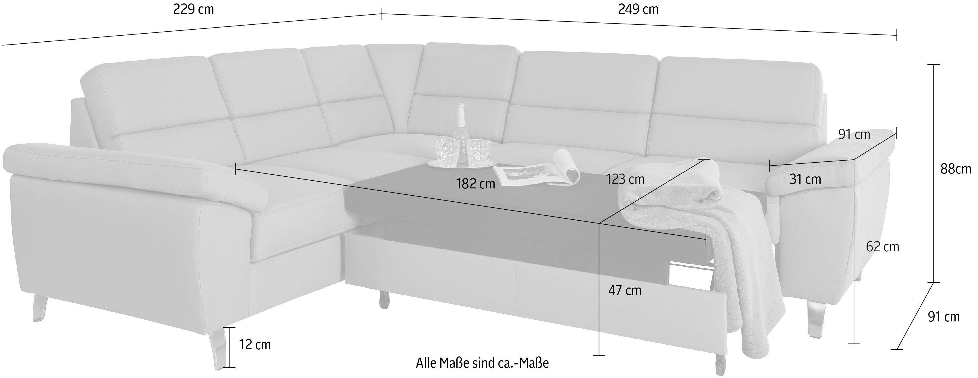 sit&more Hoekbank Sorano L-vorm naar keuze met slaap- en relaxfunctie, met bedkist