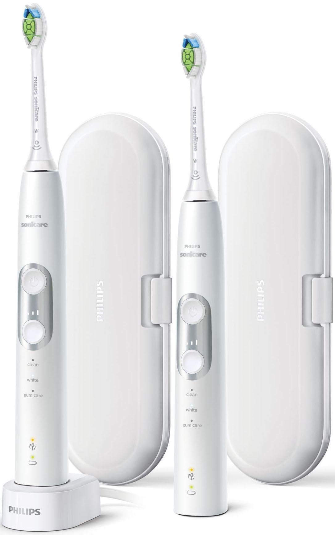Philips Sonicare Elektrische tandenborstel HX6877/34 ProtectiveClean 6100 ultrasone tandenborstel, set van 2 met 3 poetsprogramma's inclusief reistasje & makkelijk gekocht | OTTO