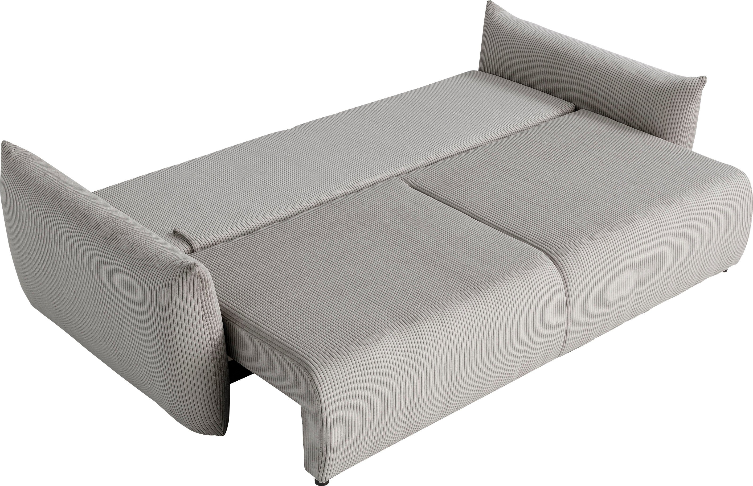 INOSIGN 3-zitsbank MAVAS slaapbank met bedlade ca. 240/108 cm (ligoppervlak 212/145 cm), ribfluweel, chenille, structuur