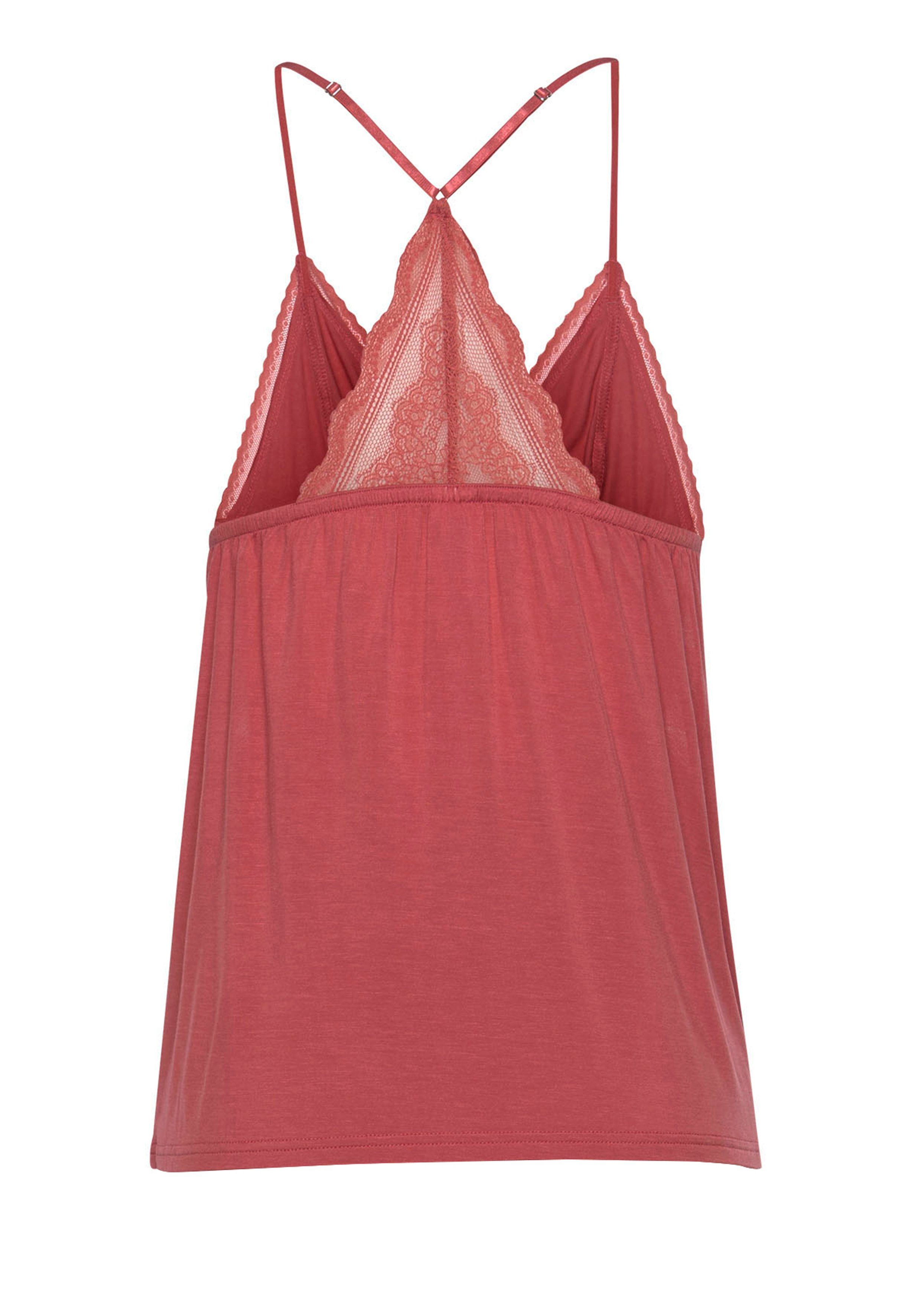 Lascana Babydolltop met fijne bandjes en transparante, kanten inzetten