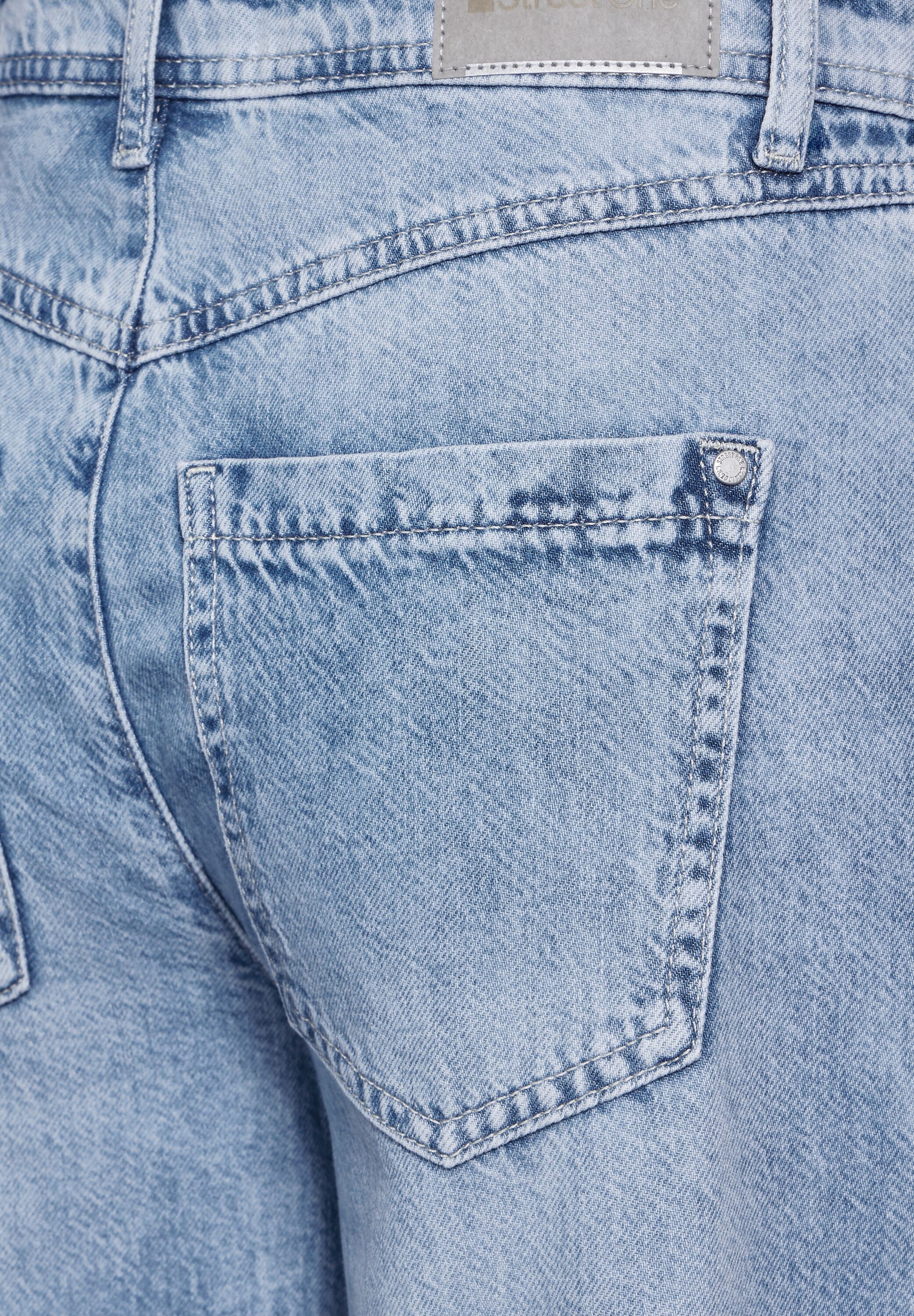 STREET ONE High-waist jeans in lichtblauwe wassing