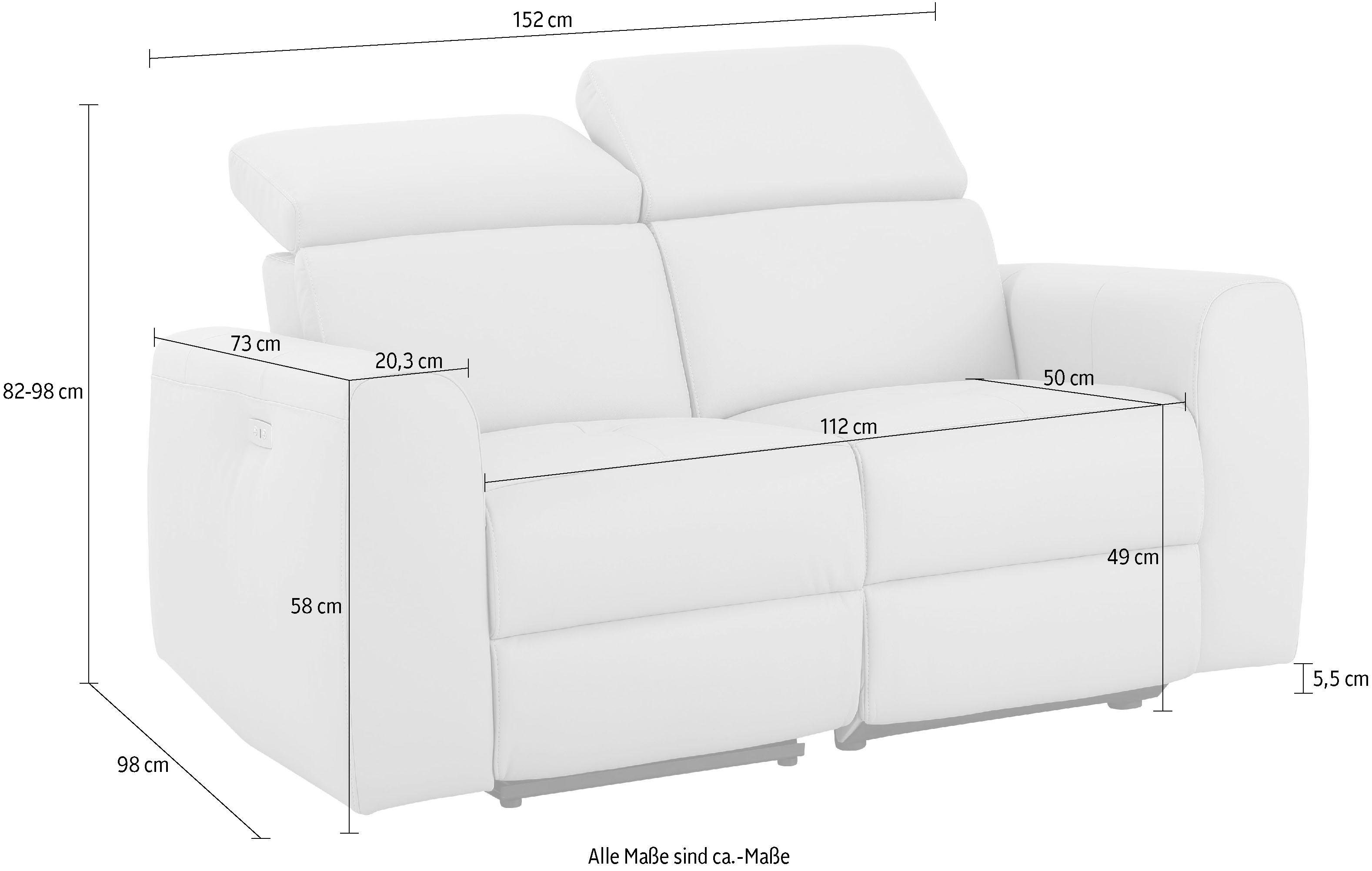 Home affaire 2-zitsbank Sentrano 152 cm, man. of electr. relaxfunctie en usb/kopverstelling