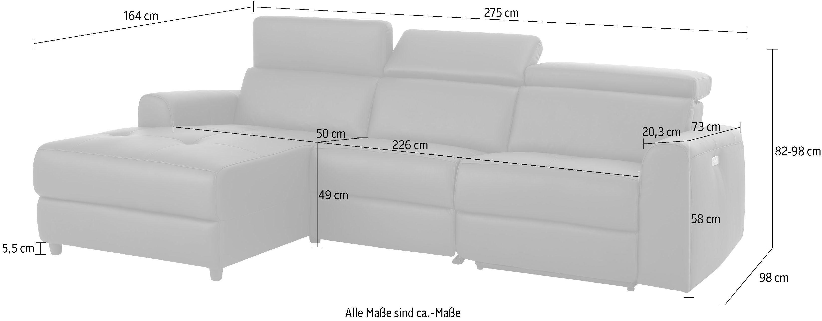 Home affaire Hoekbank Sentrano, L-vorm, 275 cm, man. of electr. relaxfunctie en usb/kopverstelling