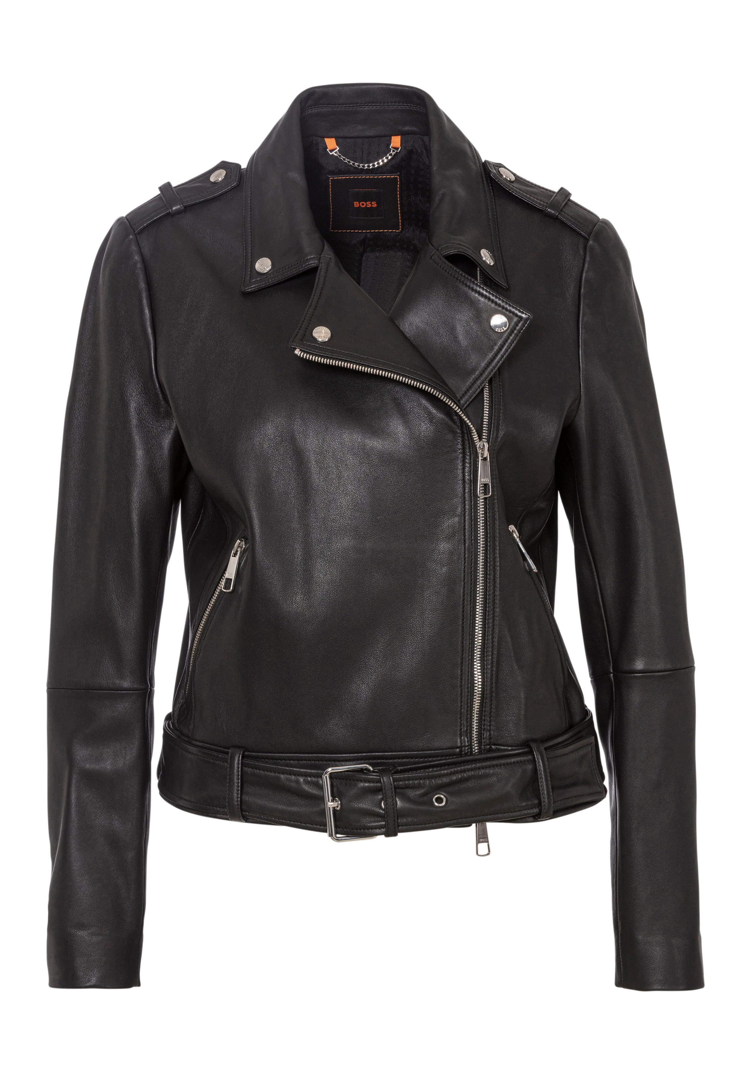 Boss Orange Leren jack met sierriem