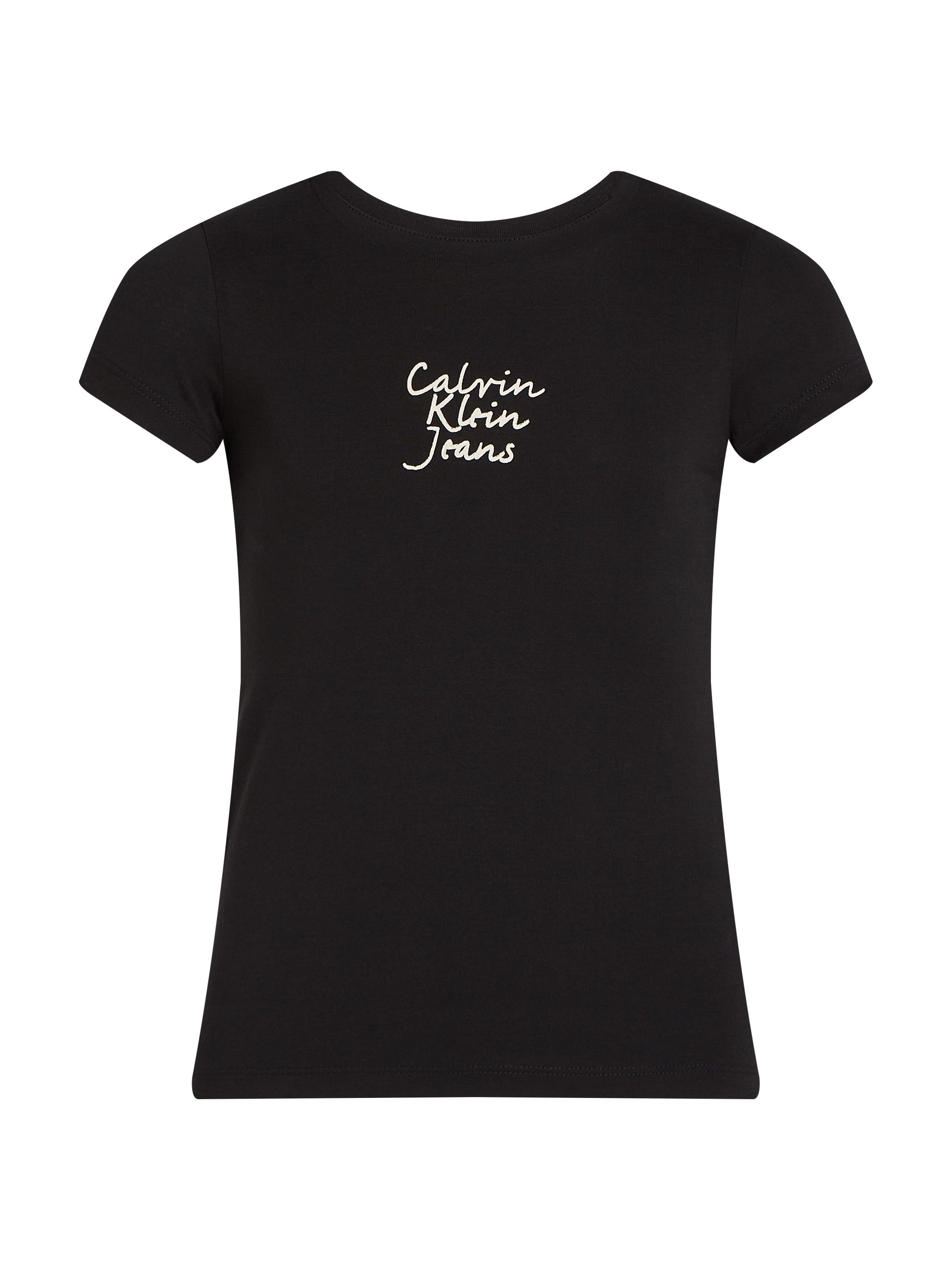 Calvin Klein Shirt met ronde hals HANDWRITING LOGO SS SLIM T-SHIRT voor kinderen tot 16 jaar met logo-opdruk