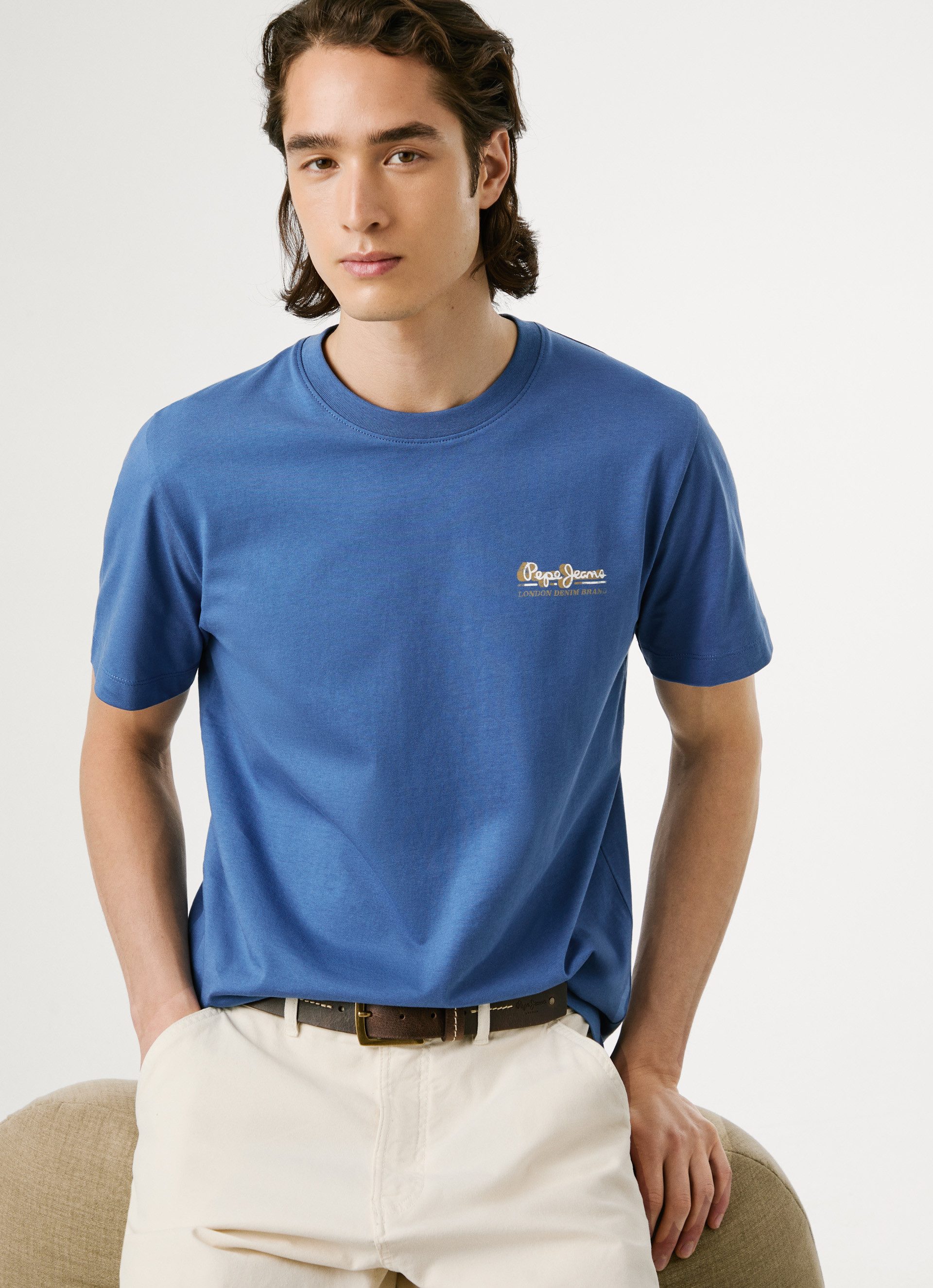 Pepe Jeans T-shirt MILON TEE met geribbelde ronde hals