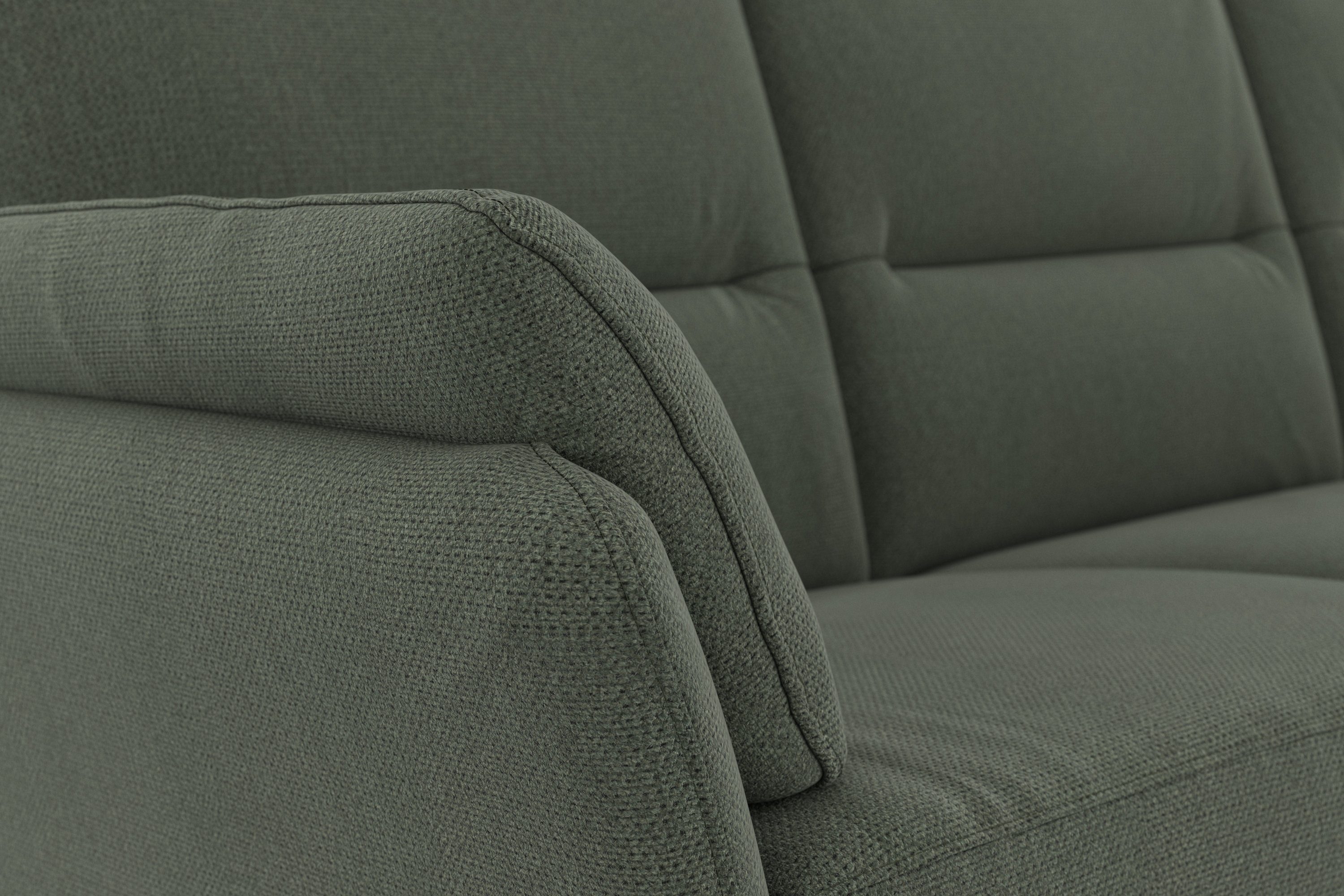 DOMO collection 3-zitsbank Pina, smalle armleuningen, met bonellvering, compact & elegant Hoge zitcomfort, luxe microvezel leerlook, grijs, breedte 219 cm