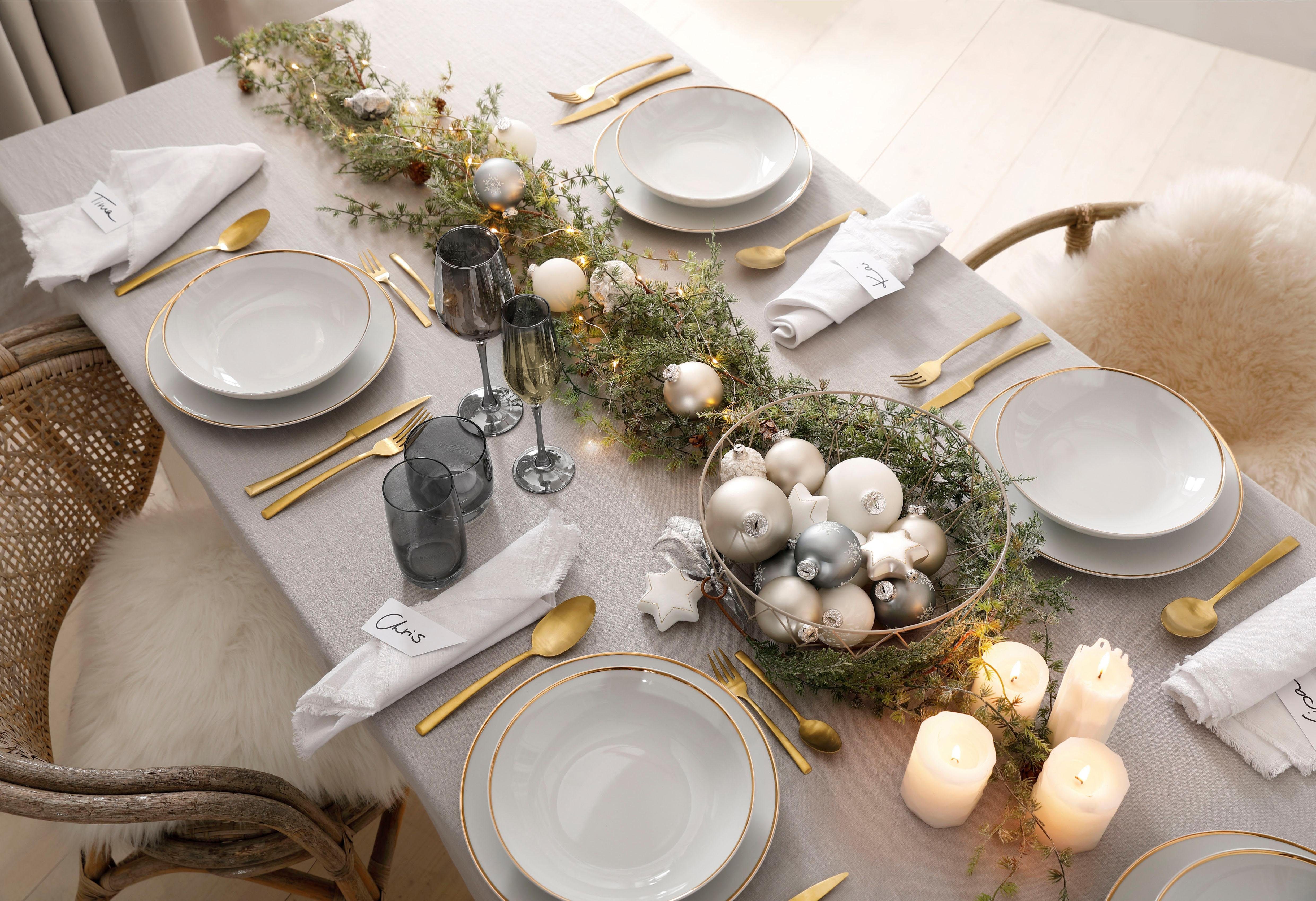 Guido Maria Kretschmer Home&Living Eetservies GMK bordenset, servies-set Godi Servies, handgeschilderde rand, 12 delen, voor 6 personen (set, 12-delig)