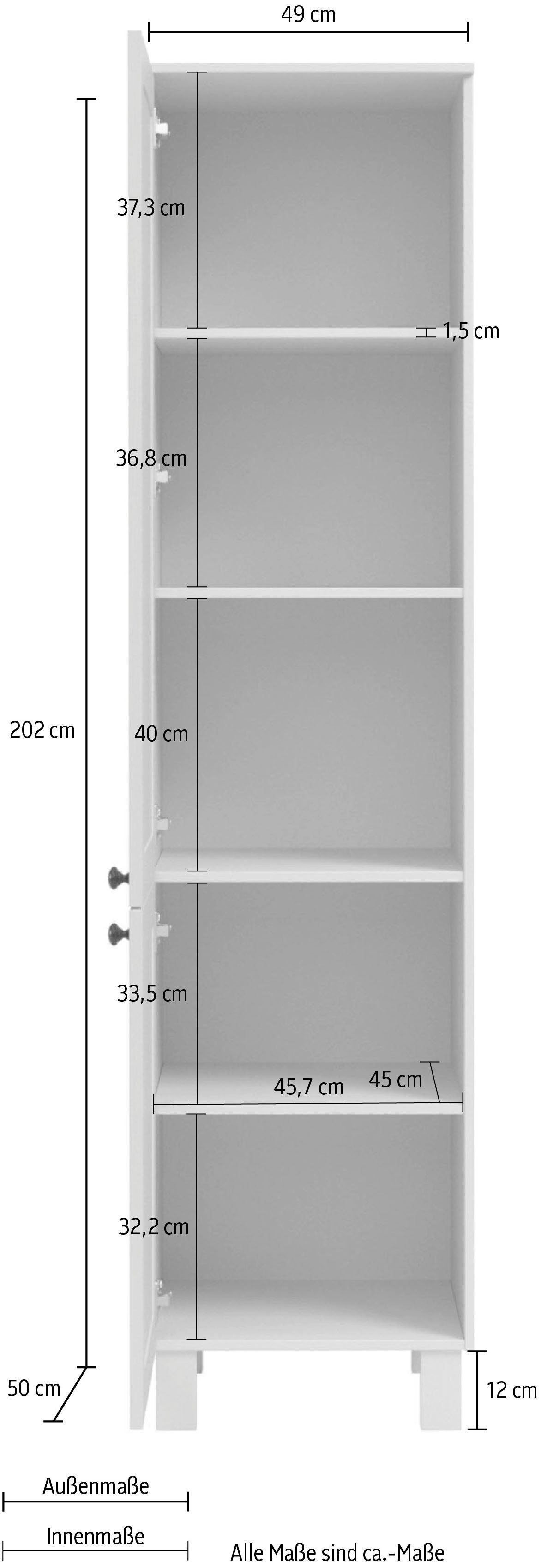 Kochstation Hoge kast KS-Osby Massief grenen, breedte 50 cm, 2 deuren, 4 legplanken (1 stuk)
