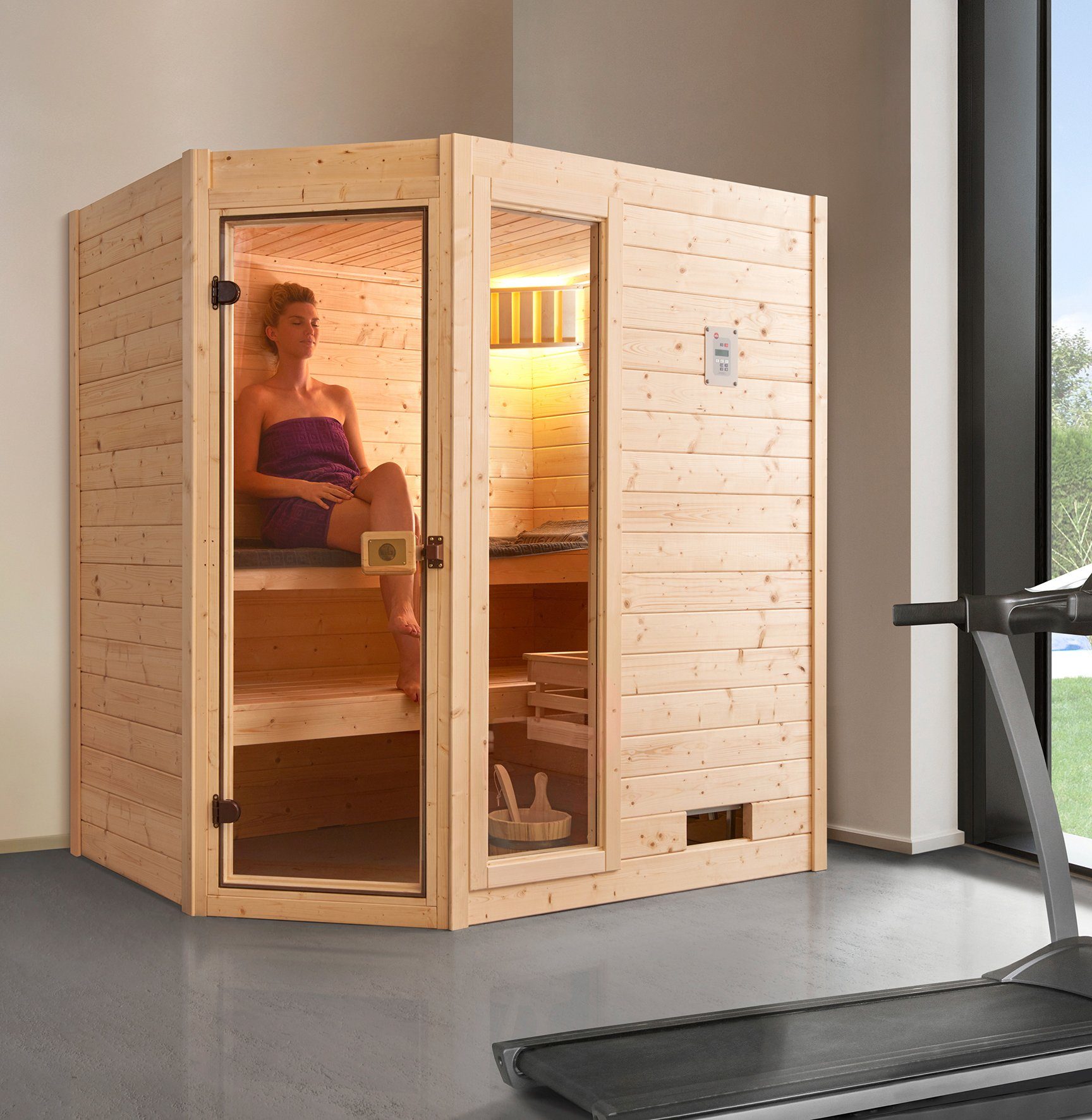 weka Sauna Valida hoek 1 4,5 kw bio-combikachel met externe bediening, raam