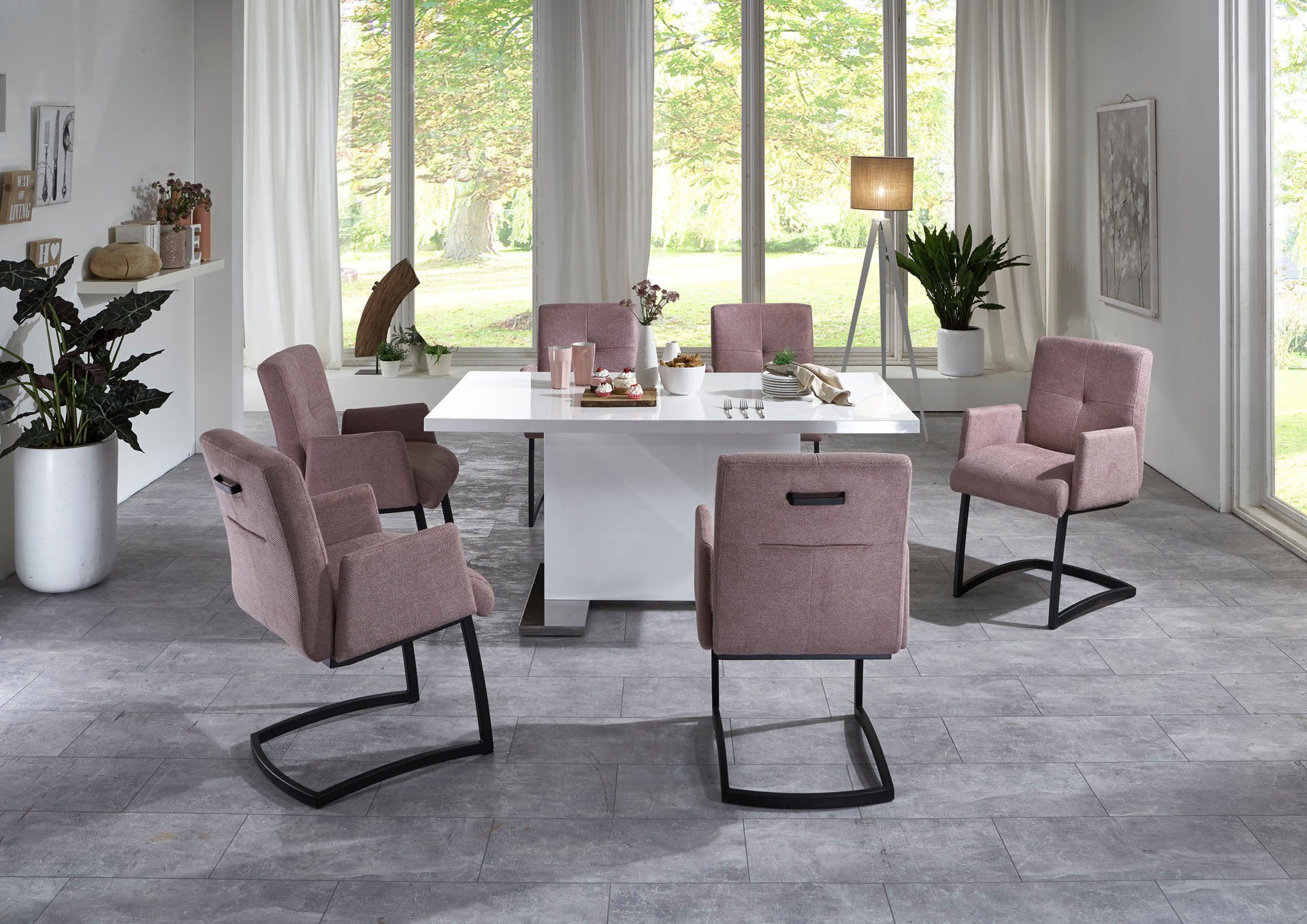 exxpo - sofa fashion Vrijdragende stoel Affogato met comfortabele armleuningen aantrekkelijke kruisnaad in de rugleuning