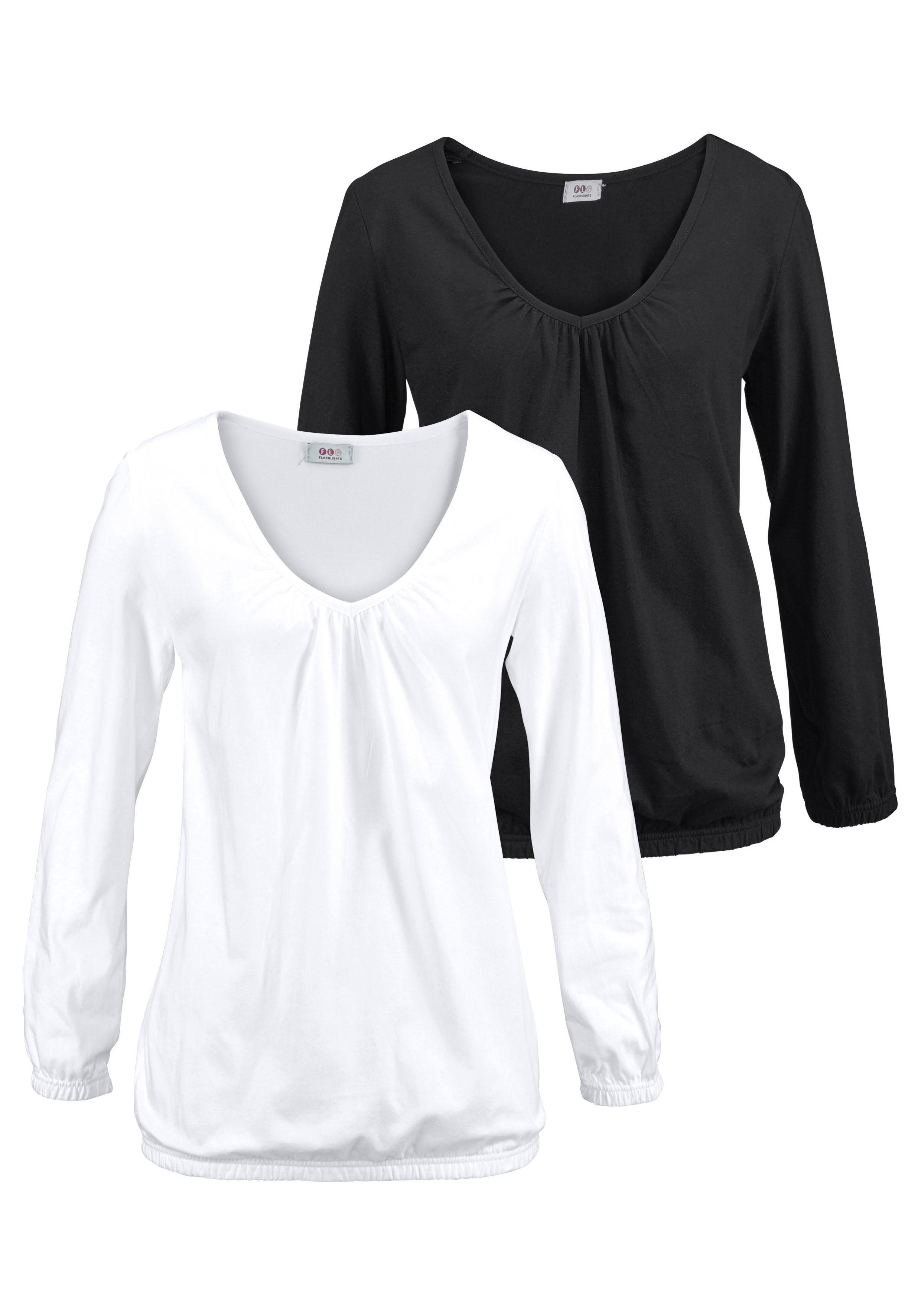 Flashlights Shirt met lange mouwen figuurvolgende snit, van viscosemix (2-delig, Set van 2)