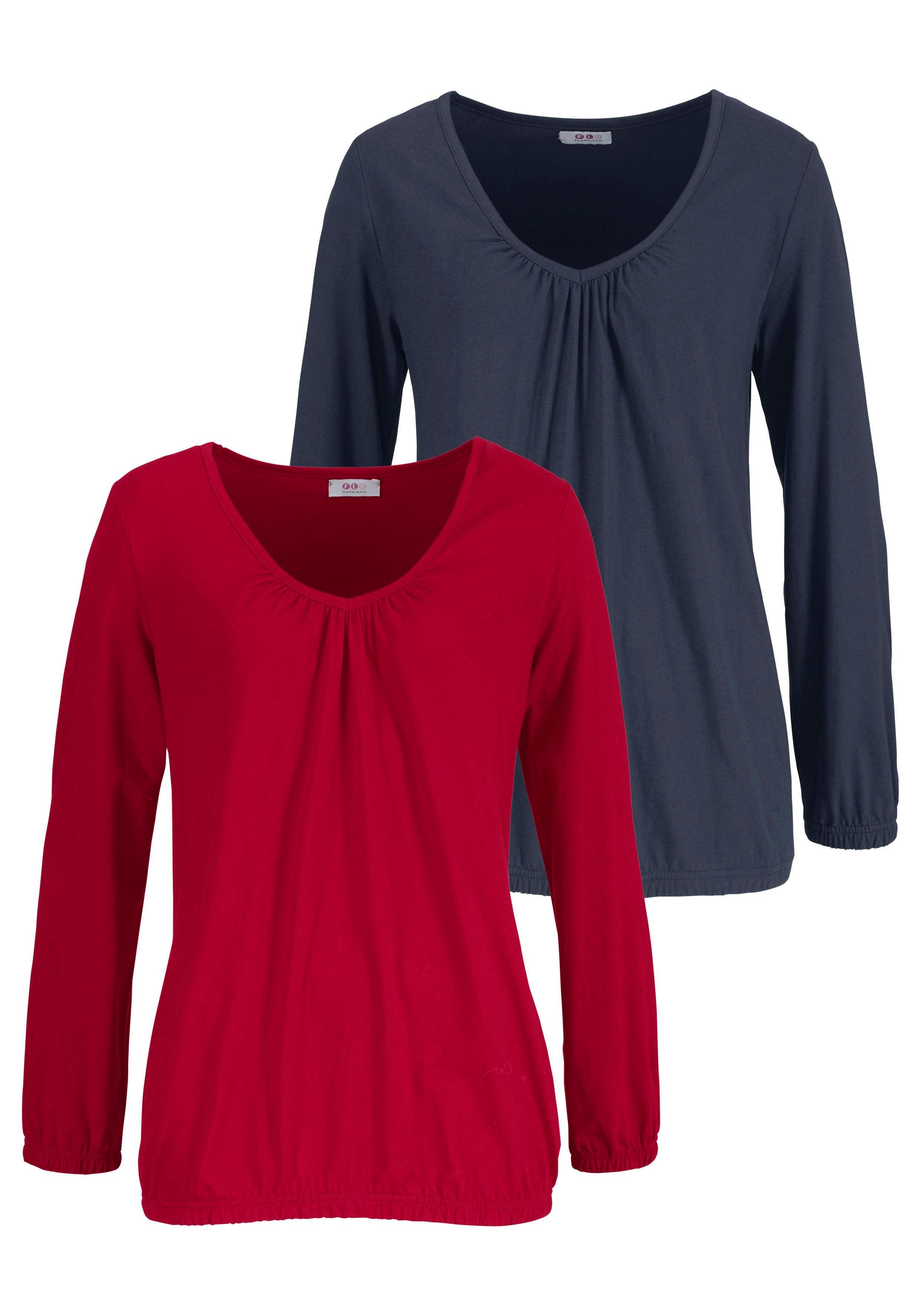 Flashlights Shirt met lange mouwen figuurvolgende snit, van viscosemix (2-delig, Set van 2)