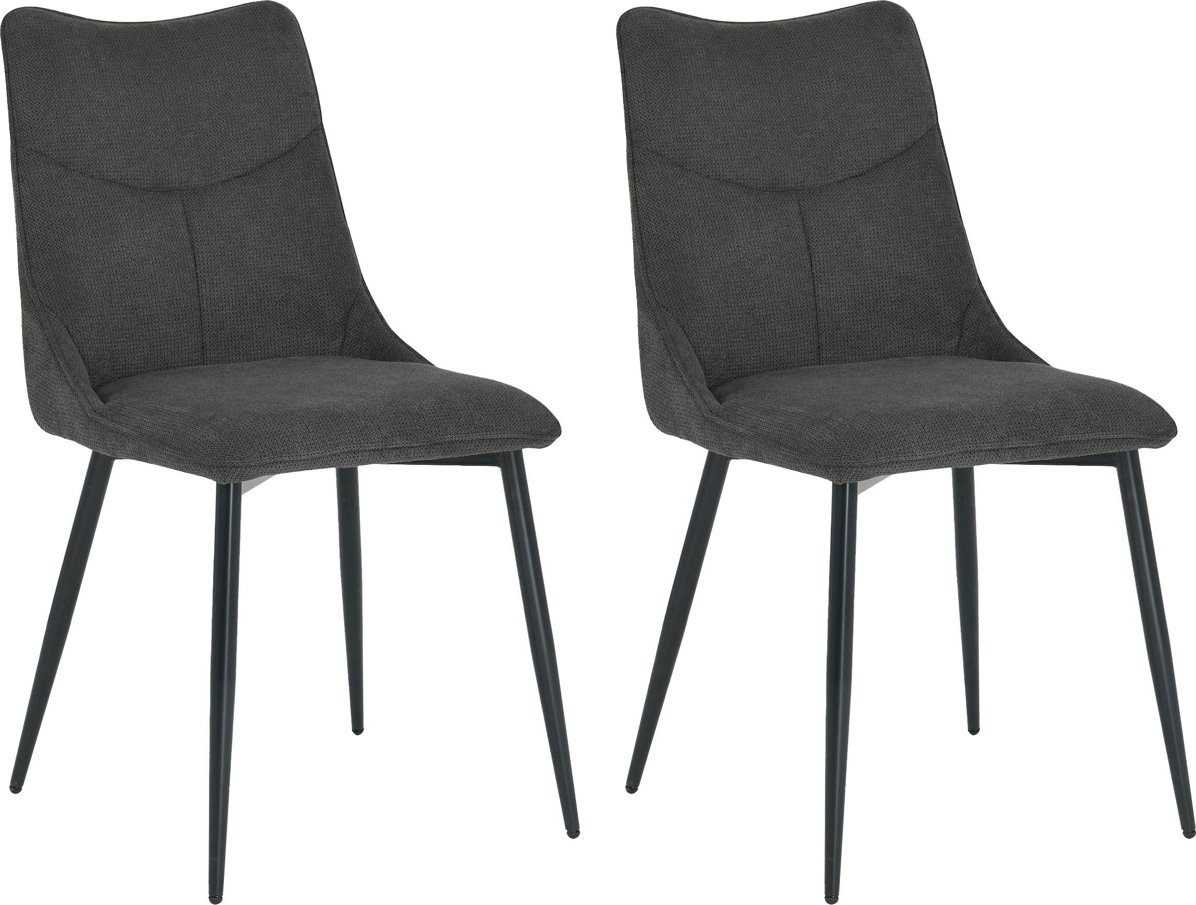 byLIVING Eetkamerstoel Carlo (2-stuks set) Frame van metaal zwart, keukenstoel, geweven stofbekleding, diverse kleuren (set)