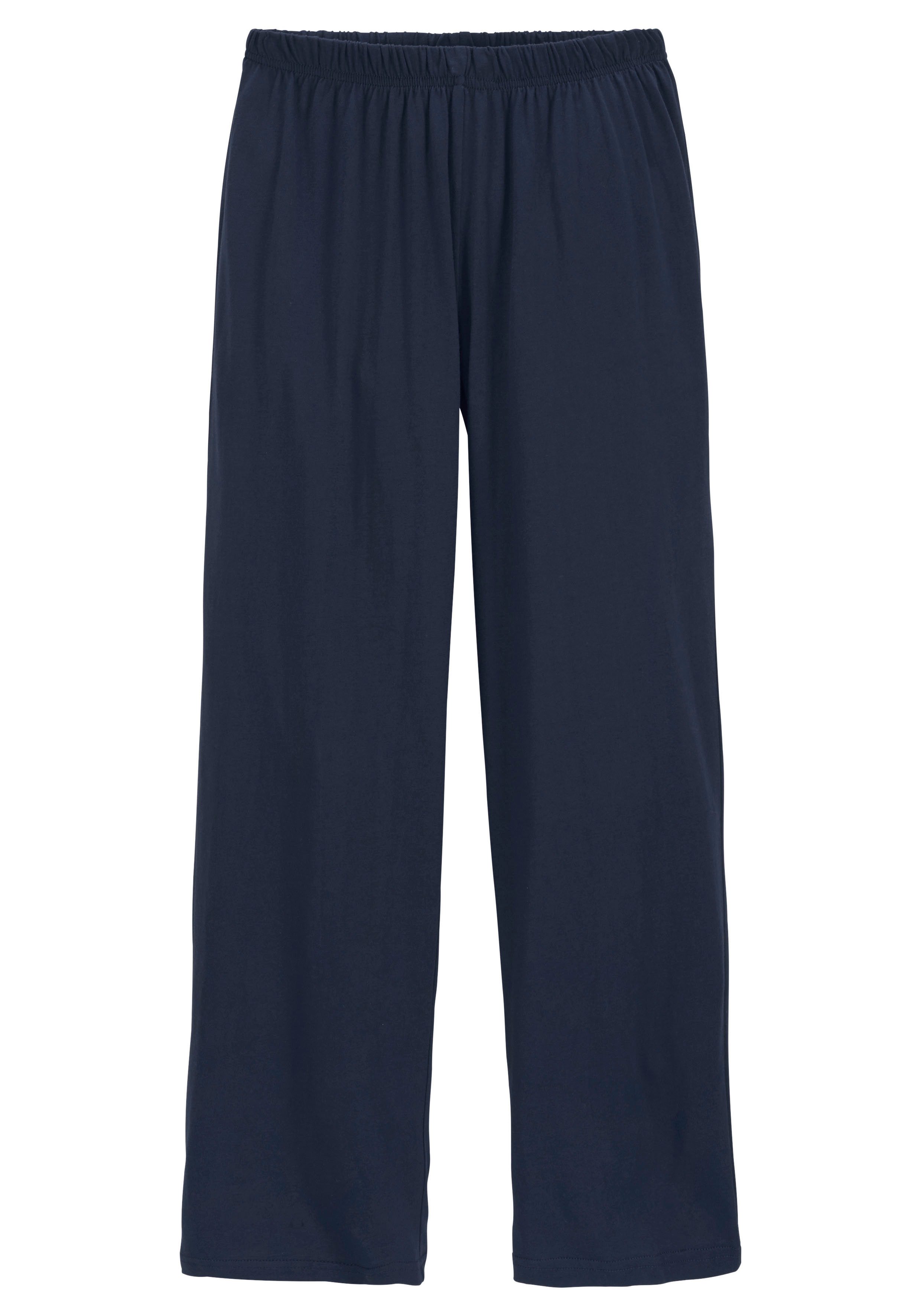 le jogger® Pyjama Pyjama in lange vorm, broek 1x uni en 1x geruit (4-delig, Set van 2)