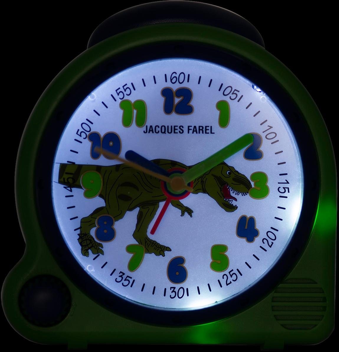 Jacques Farel Kinderwekker Happy Sound, dinosaur, AVC 13DINO Quartzwekker, leerwekker, cadeau-idee