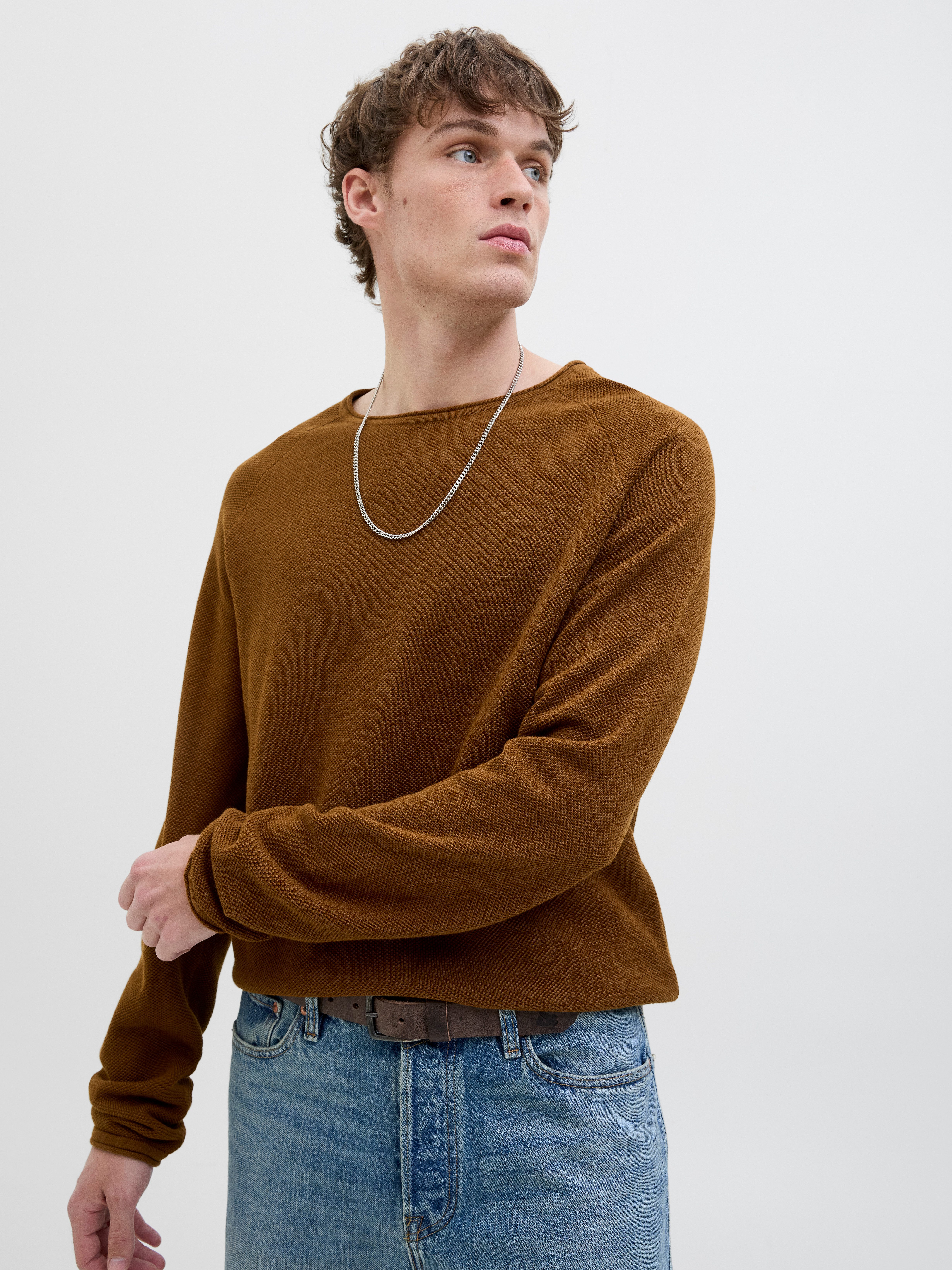 Jack & Jones Trui met ronde hals JJEHILL KNIT CREW NECK NOOS heren pullovers maat XL bruin