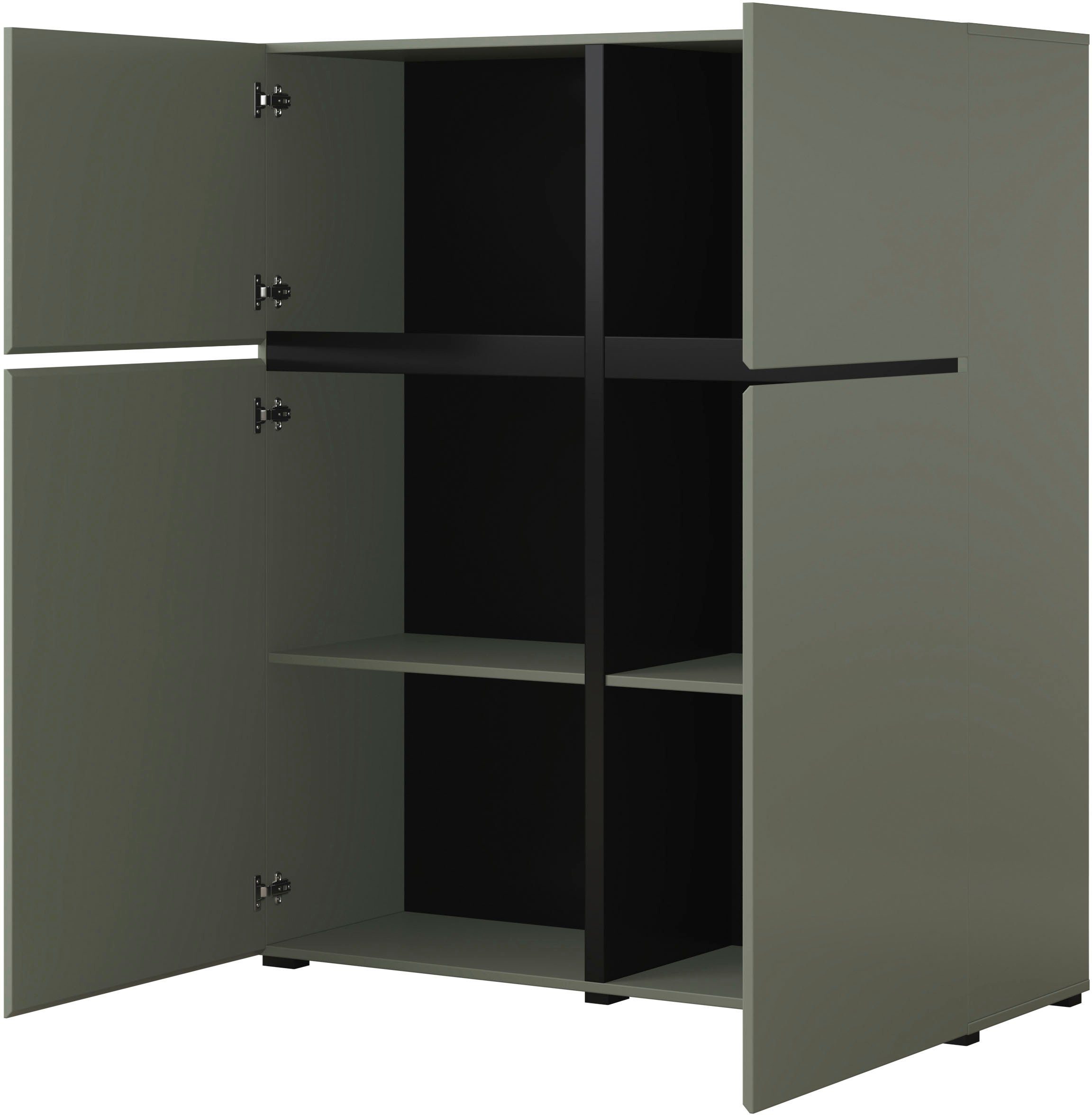 INOSIGN Highboard Cross, moderne greeploze hoge kast met 4 deuren,kast met deur Hoge kast, hoogte 139 cm met veel bergruimte, planken verstelbaar