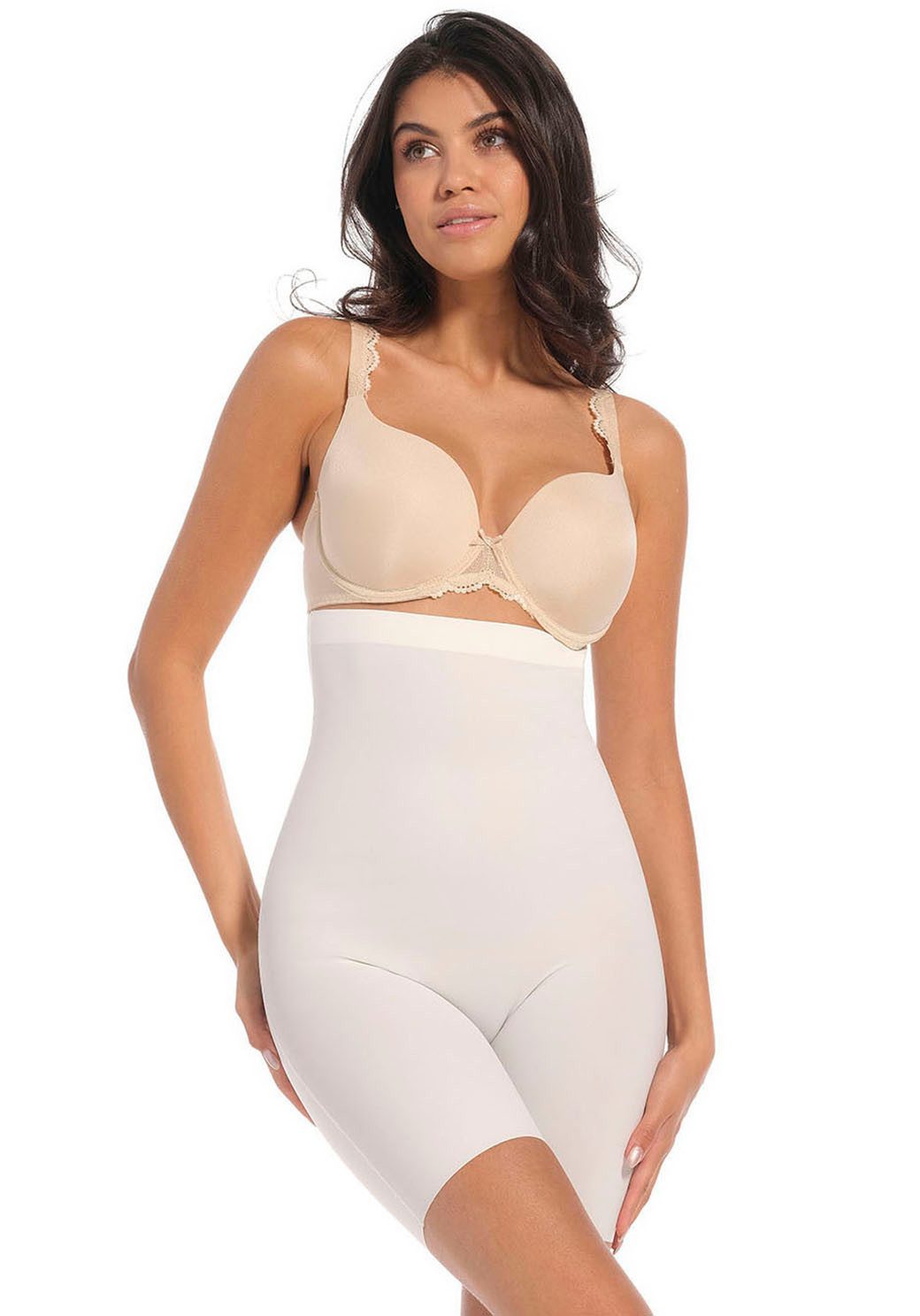 Magic Body Fashion Shapingbroek Maxi Hi-Bermuda Siliconen afwerking aan de bovenkant voorkomt oprollen dames slips maat XL wit