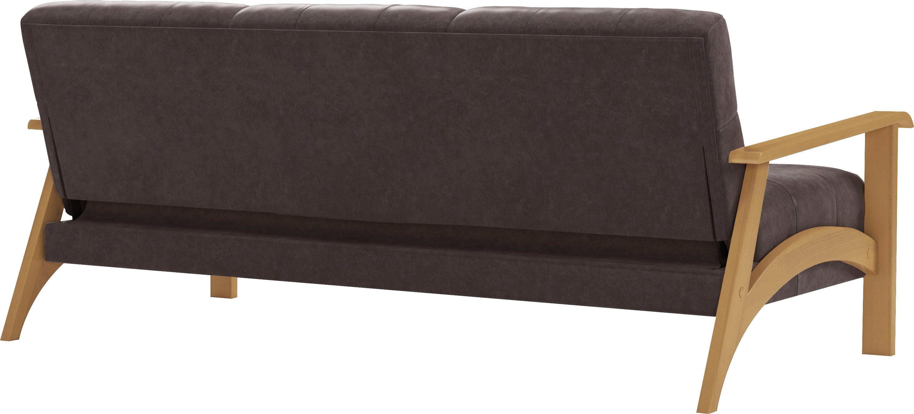 sit&more 3-zitsbank Billund Armleuningen van eikenkleurig beukenhout, verschillende bekledingen en kleuren