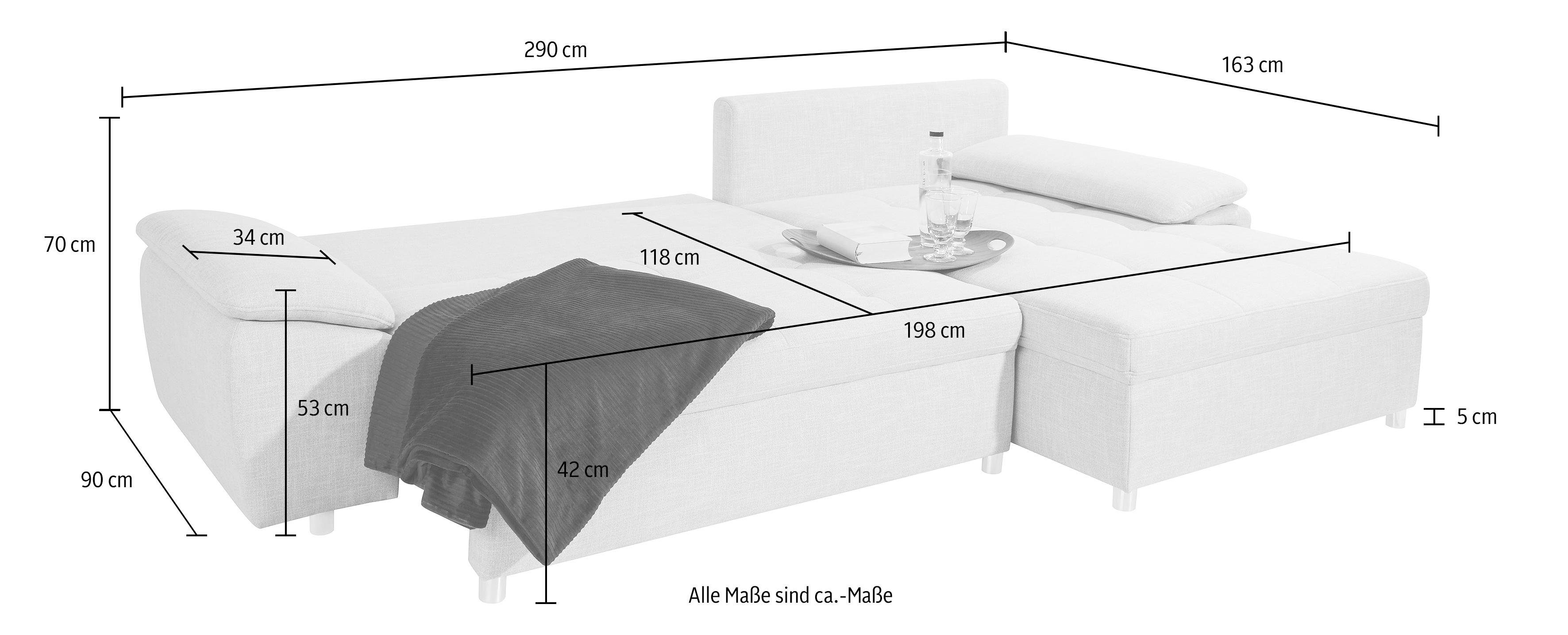 sit&more Hoekbank Labene L-vorm naar keuze met slaapfunctie en bedkist, ook als xxl-variant