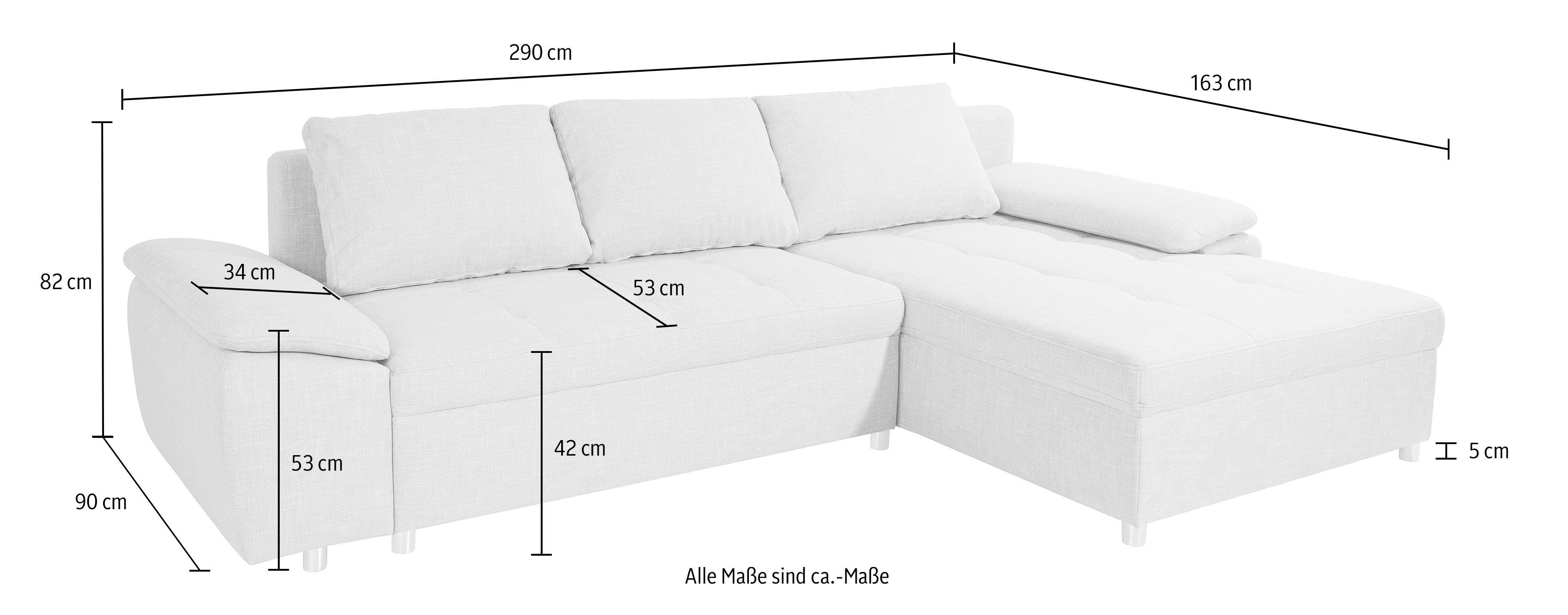 sit&more Hoekbank Labene L-vorm naar keuze met slaapfunctie en bedkist, ook als xxl-variant