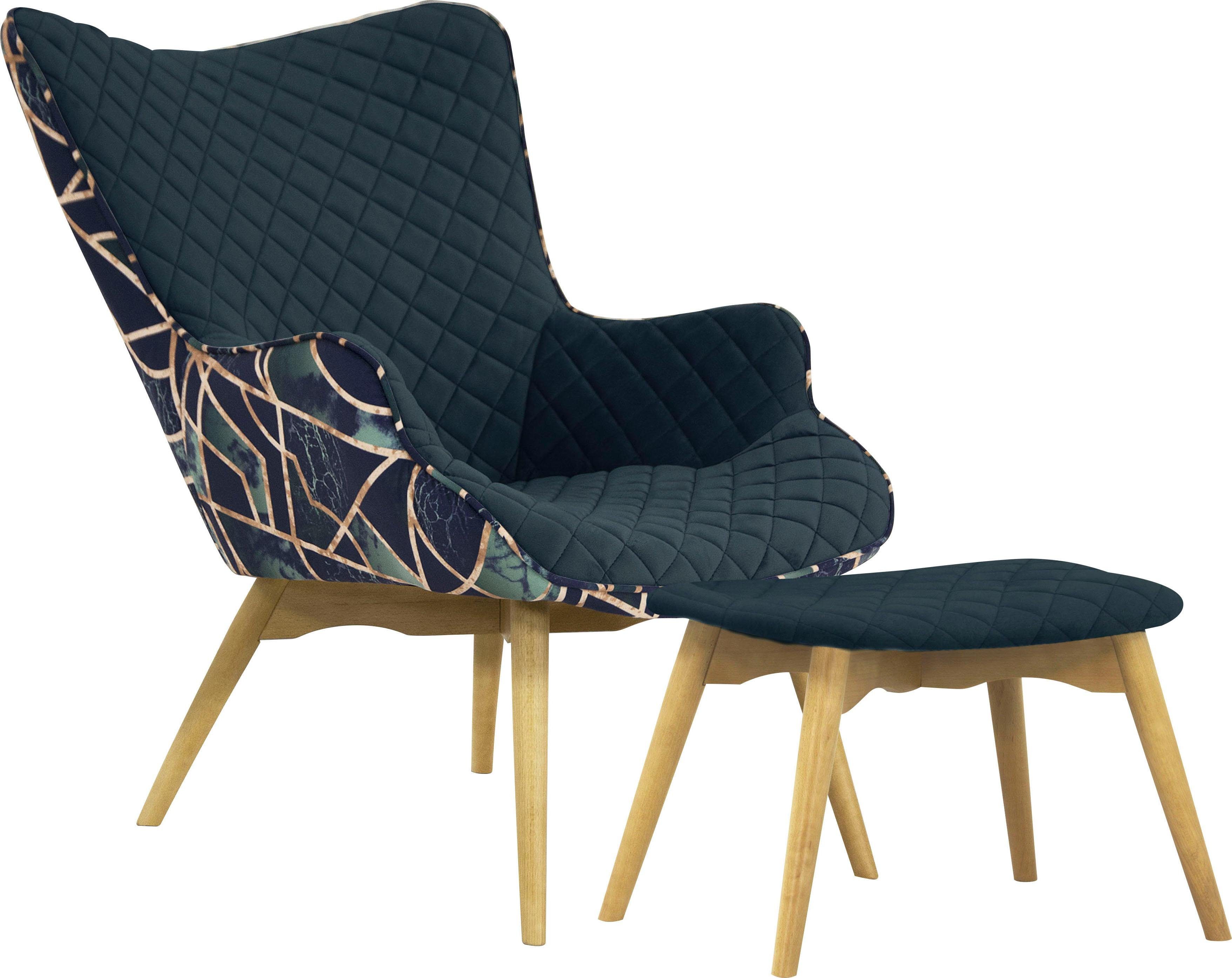 INOSIGN Fauteuil Duke print Ruitstructuurmotief op de zitting en deco-stof aan de achterkant