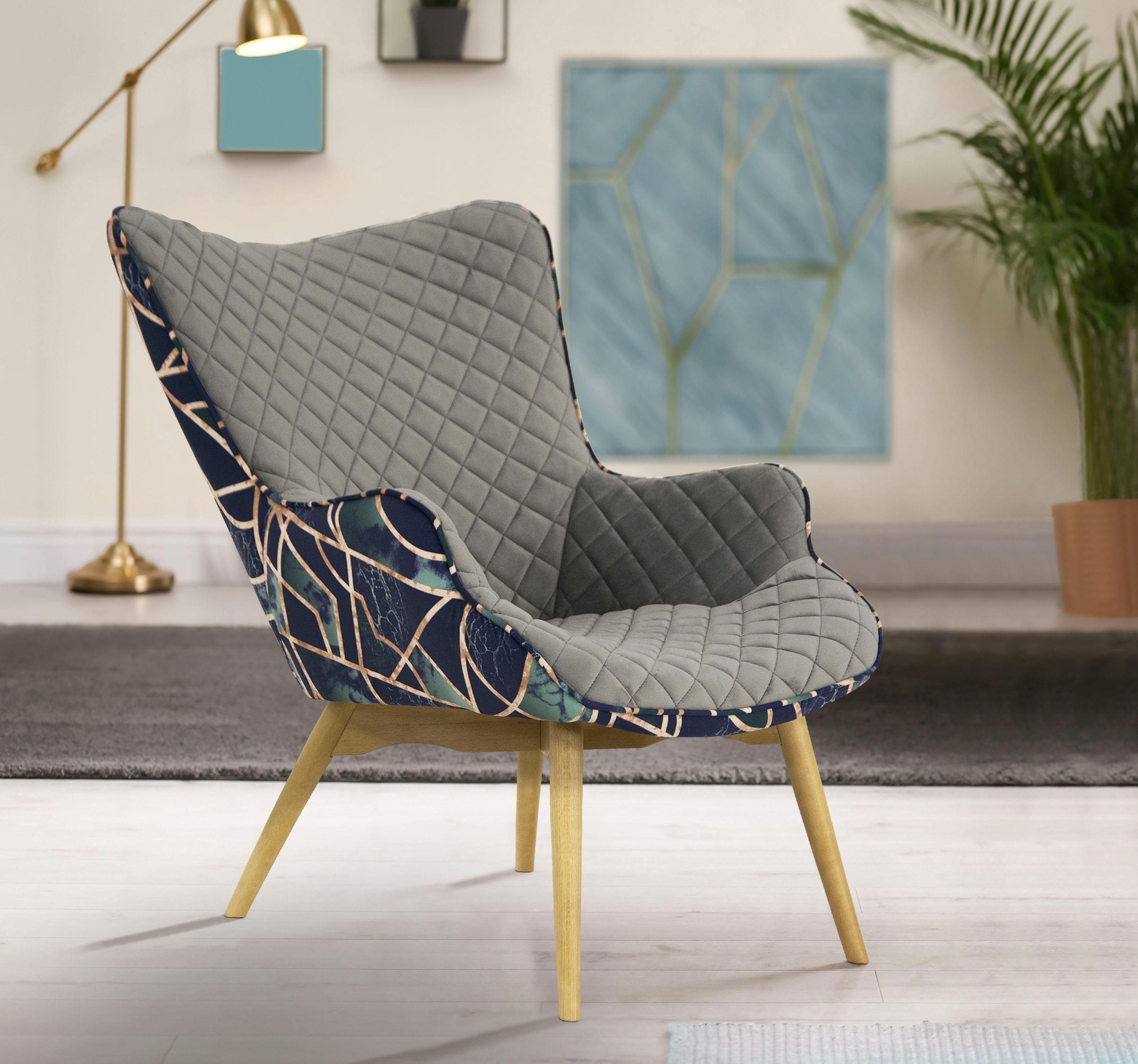 INOSIGN Fauteuil Duke print Ruitstructuurmotief op de zitting en deco-stof aan de achterkant