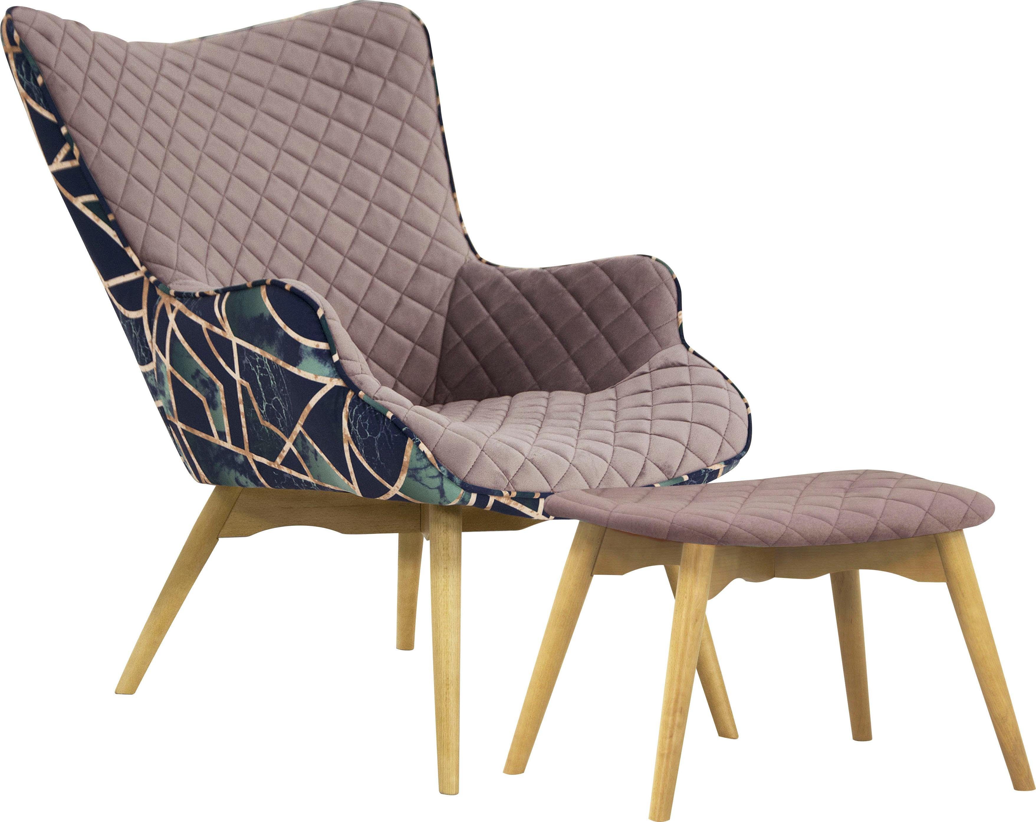 INOSIGN Fauteuil Duke print Ruitstructuurmotief op de zitting en deco-stof aan de achterkant