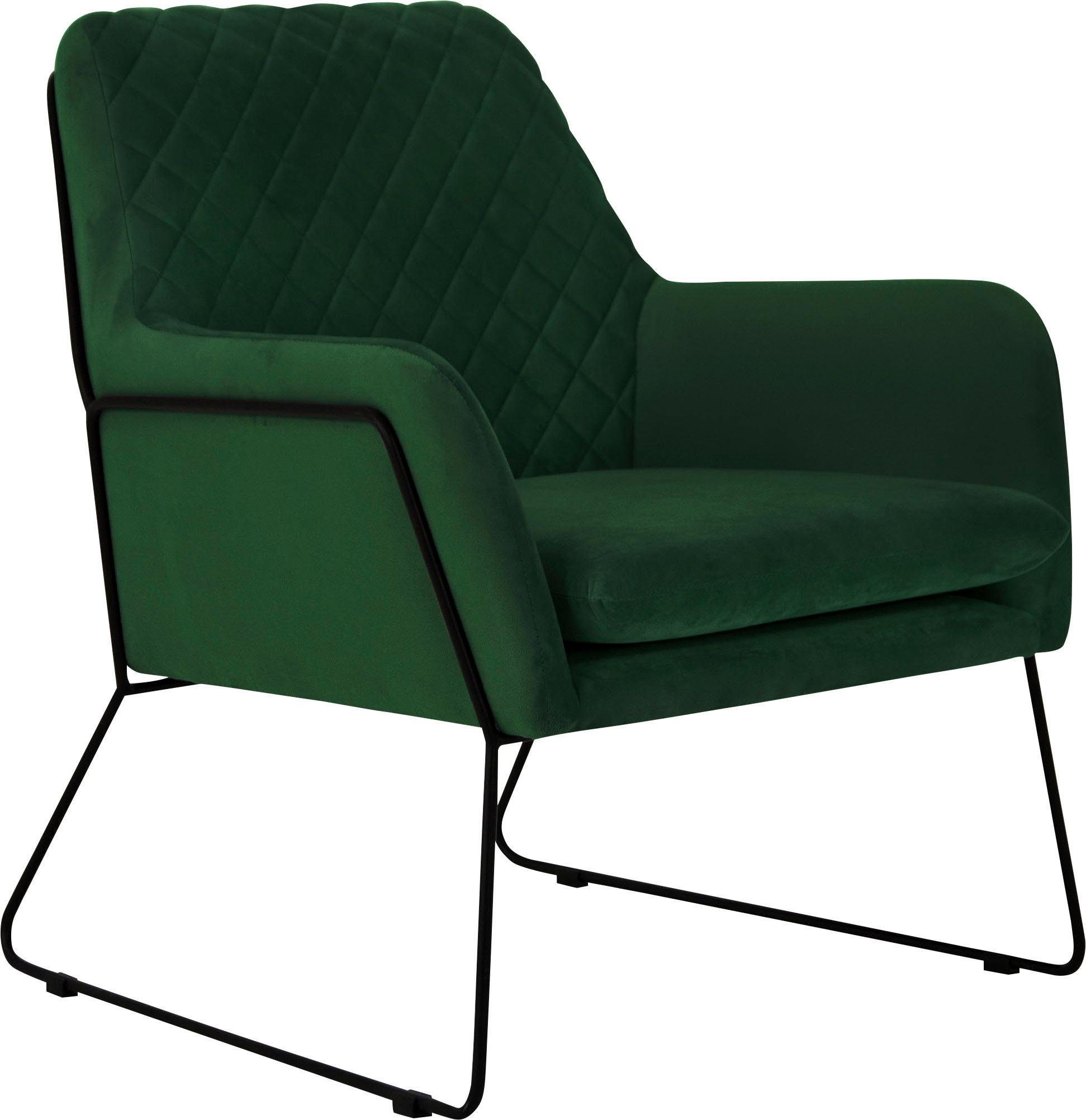 Leonique Fauteuil Olo cocktailsessel met ruit-stempeldruk in de rugleuning en beugelonderstel van metaal